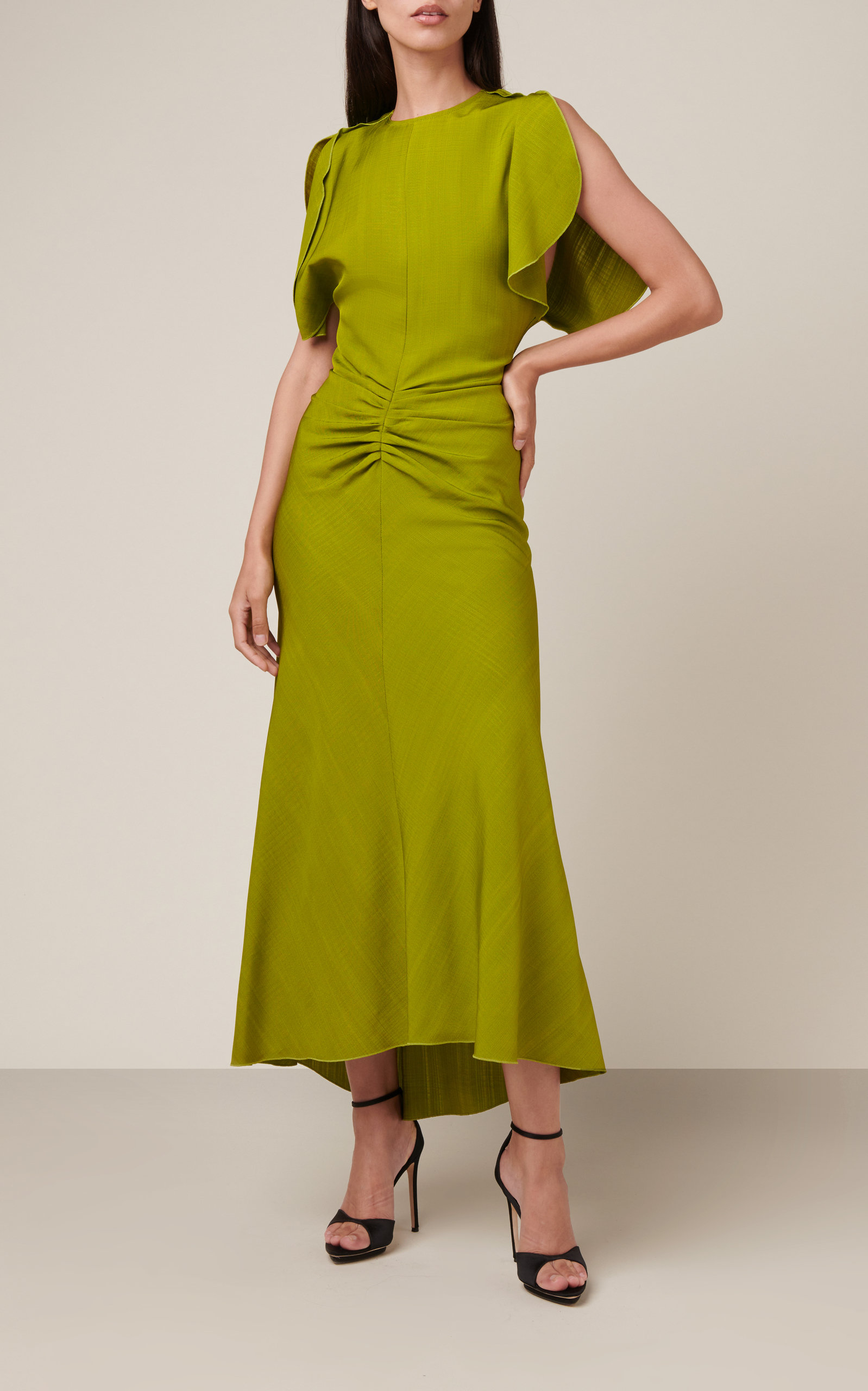 Gathered Melange Midi Dress