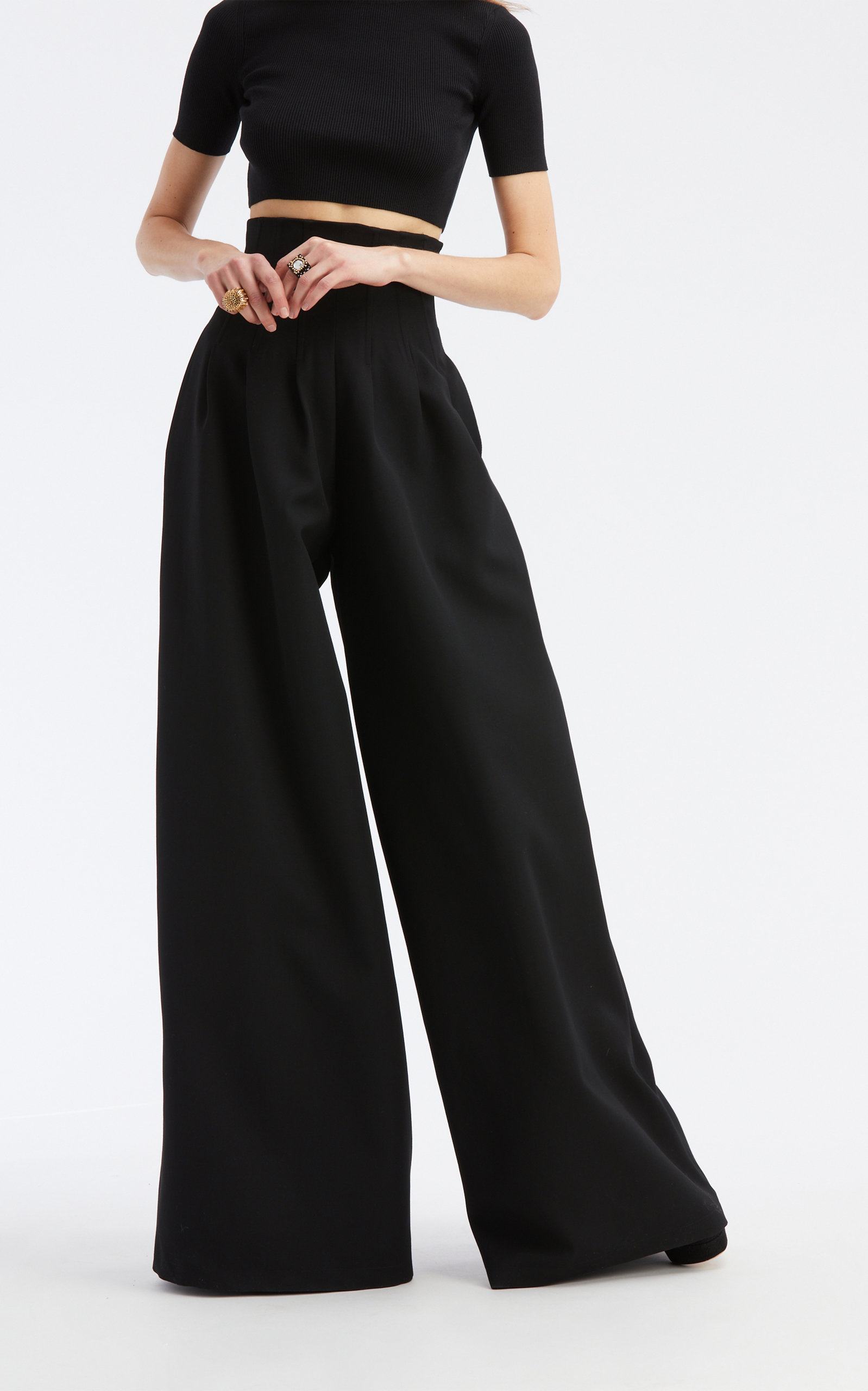 High-Waisted Wool Wide-Leg Pants