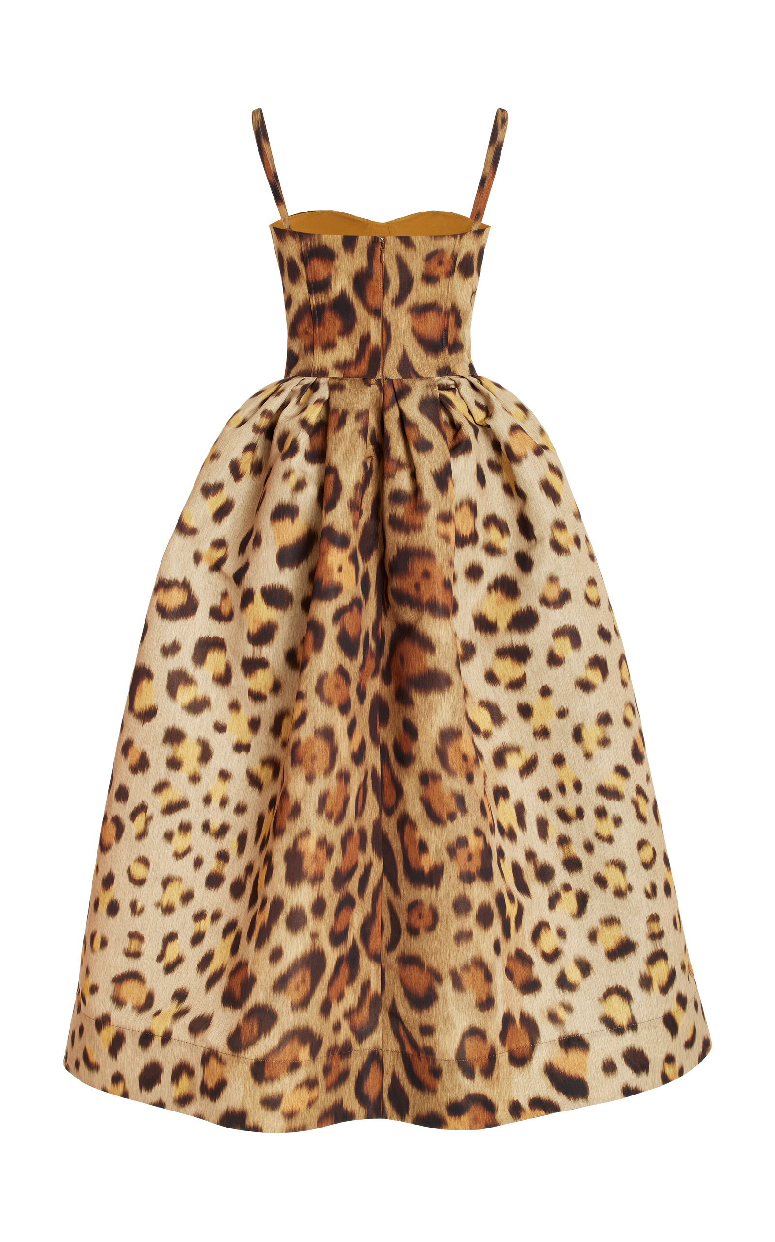 Jaguar-Print Faille Bustier Midi Dress