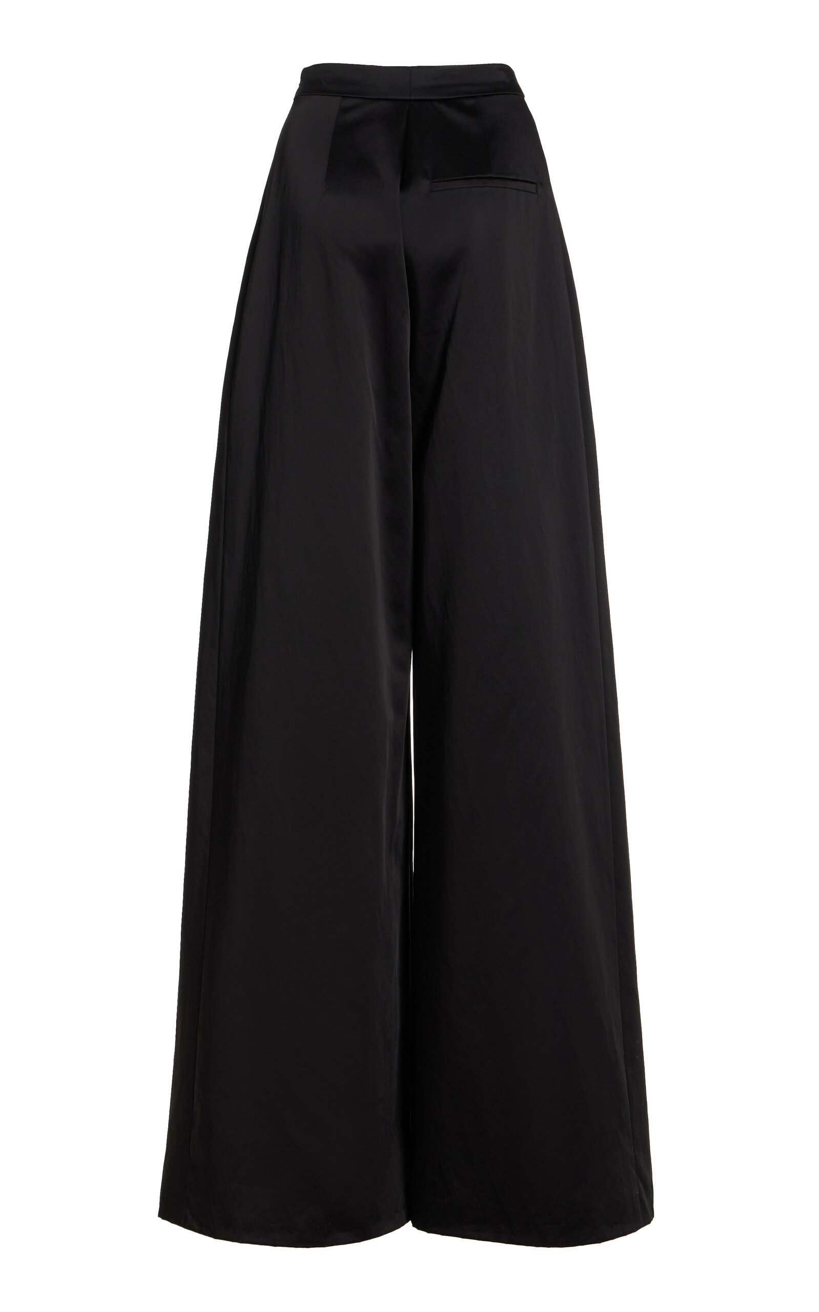 Pleated Satin Wide-Leg Pants