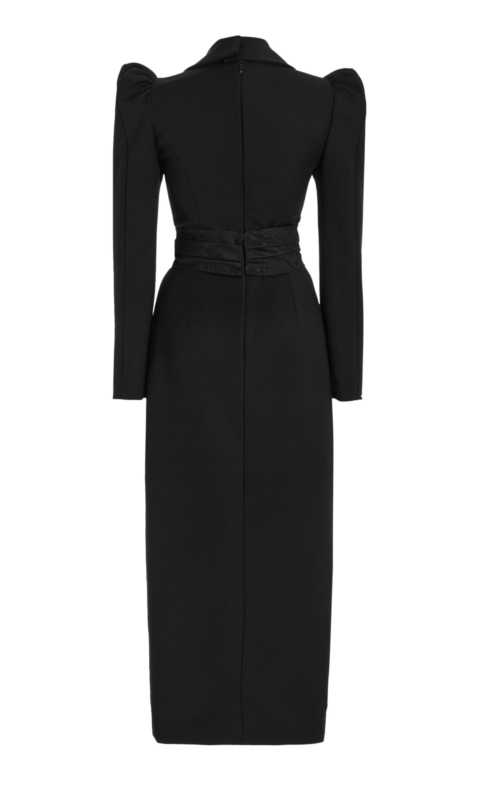 Bow-Detailed Wool-Blend Midi Dress