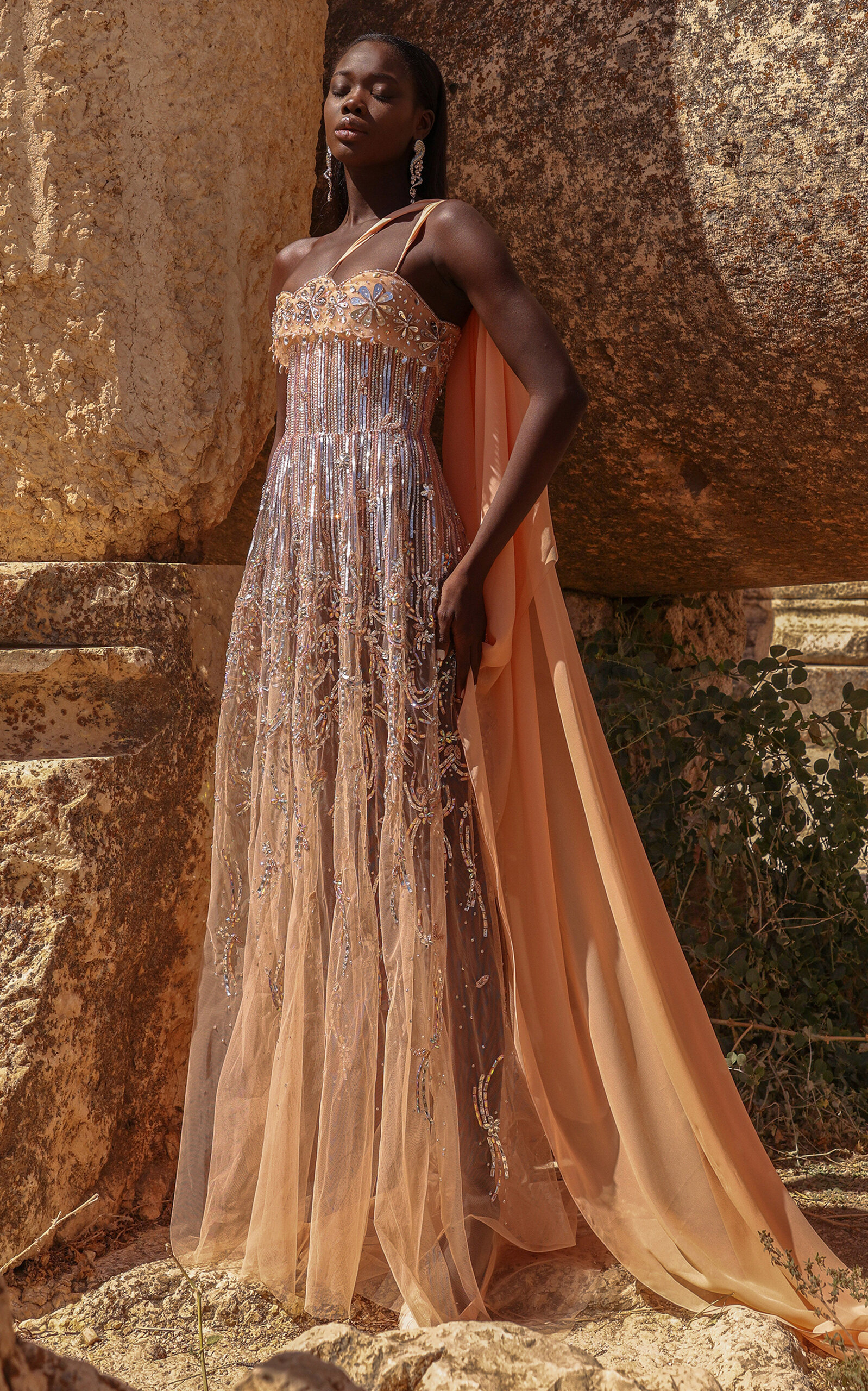 Embellished Tulle Maxi Dress