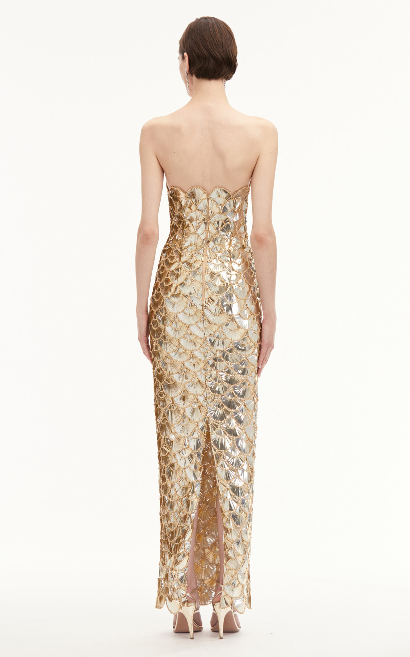 Scalloped Sequin Column Gown