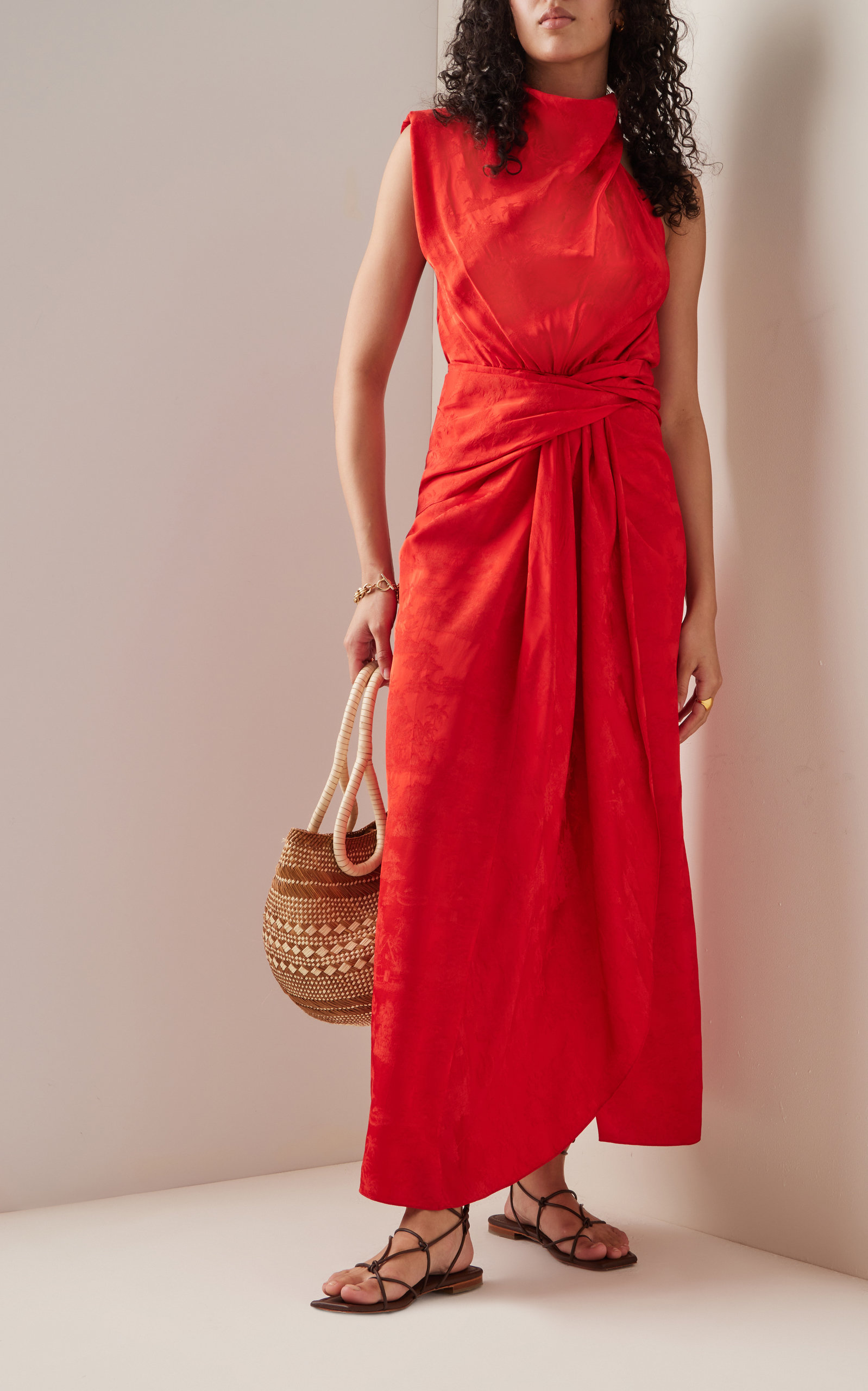 Red Sea Draped Maxi Dress