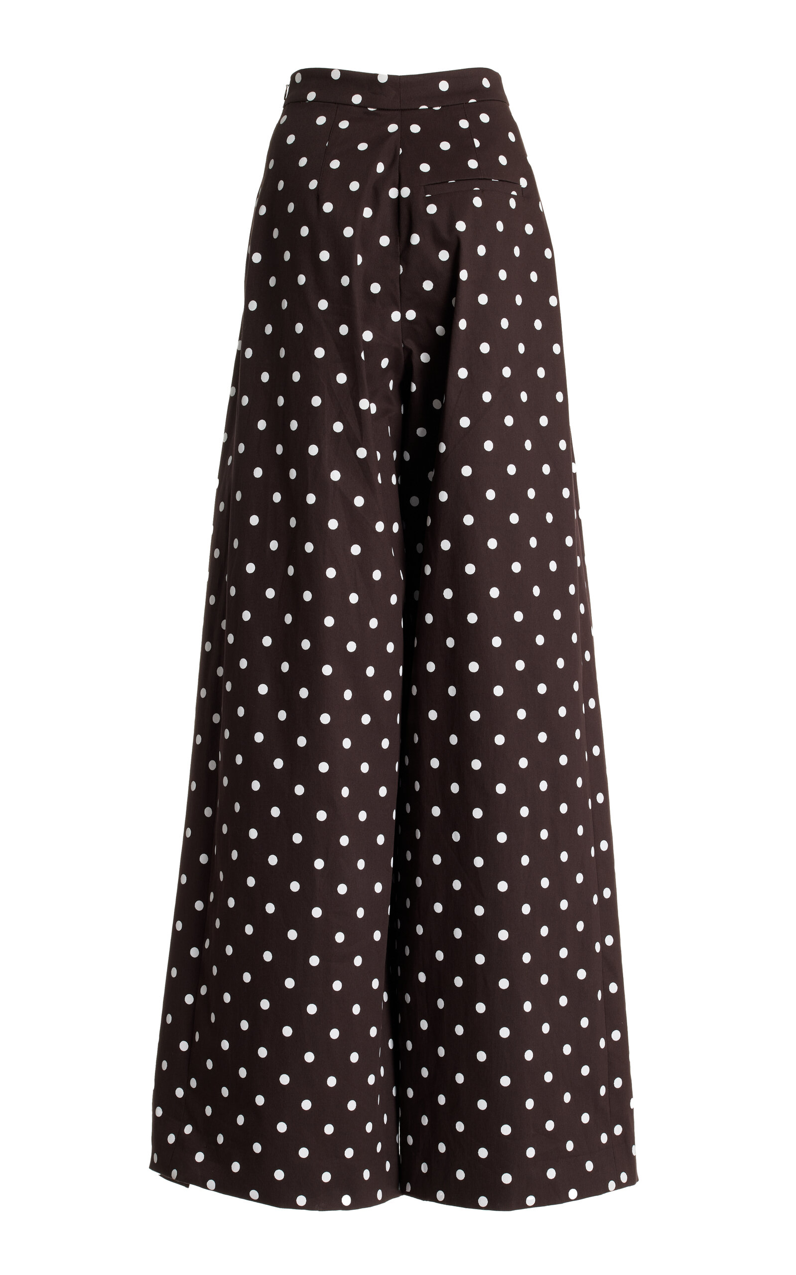 Polka-Dotted Pleated Cotton Wide-Leg Pants