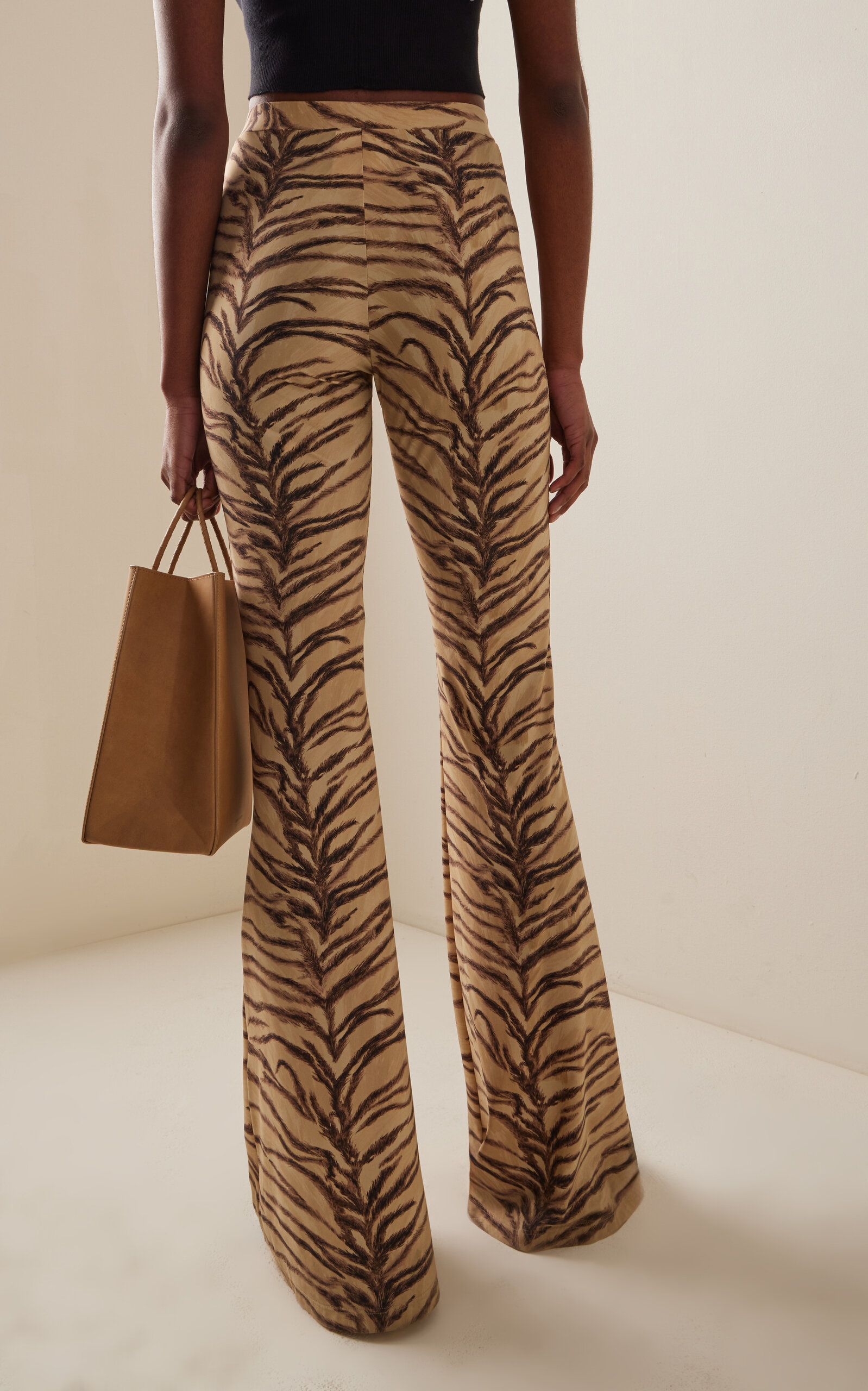 Tiger-Print Jersey Flare Pants