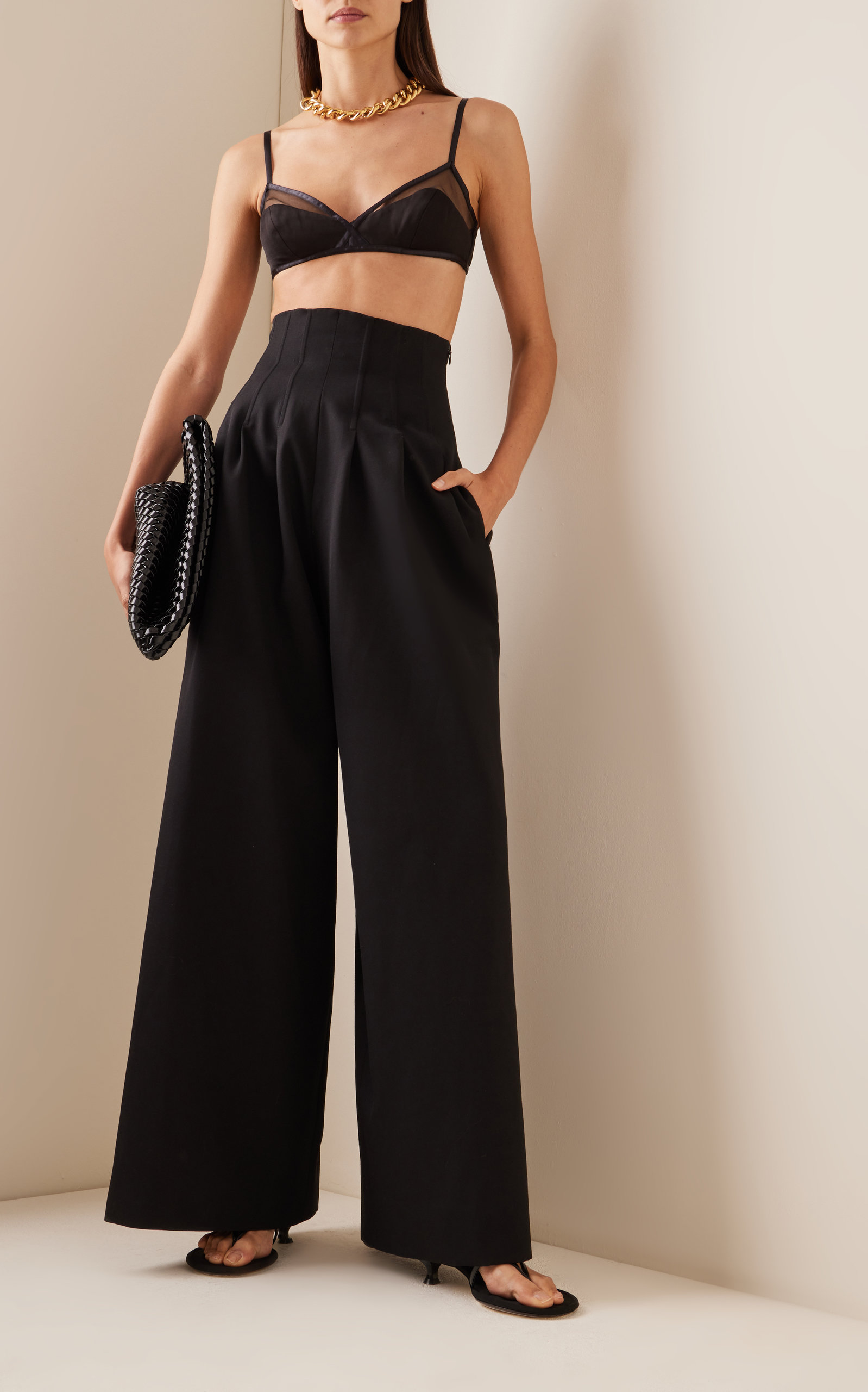 High-Waisted Wool Wide-Leg Pants