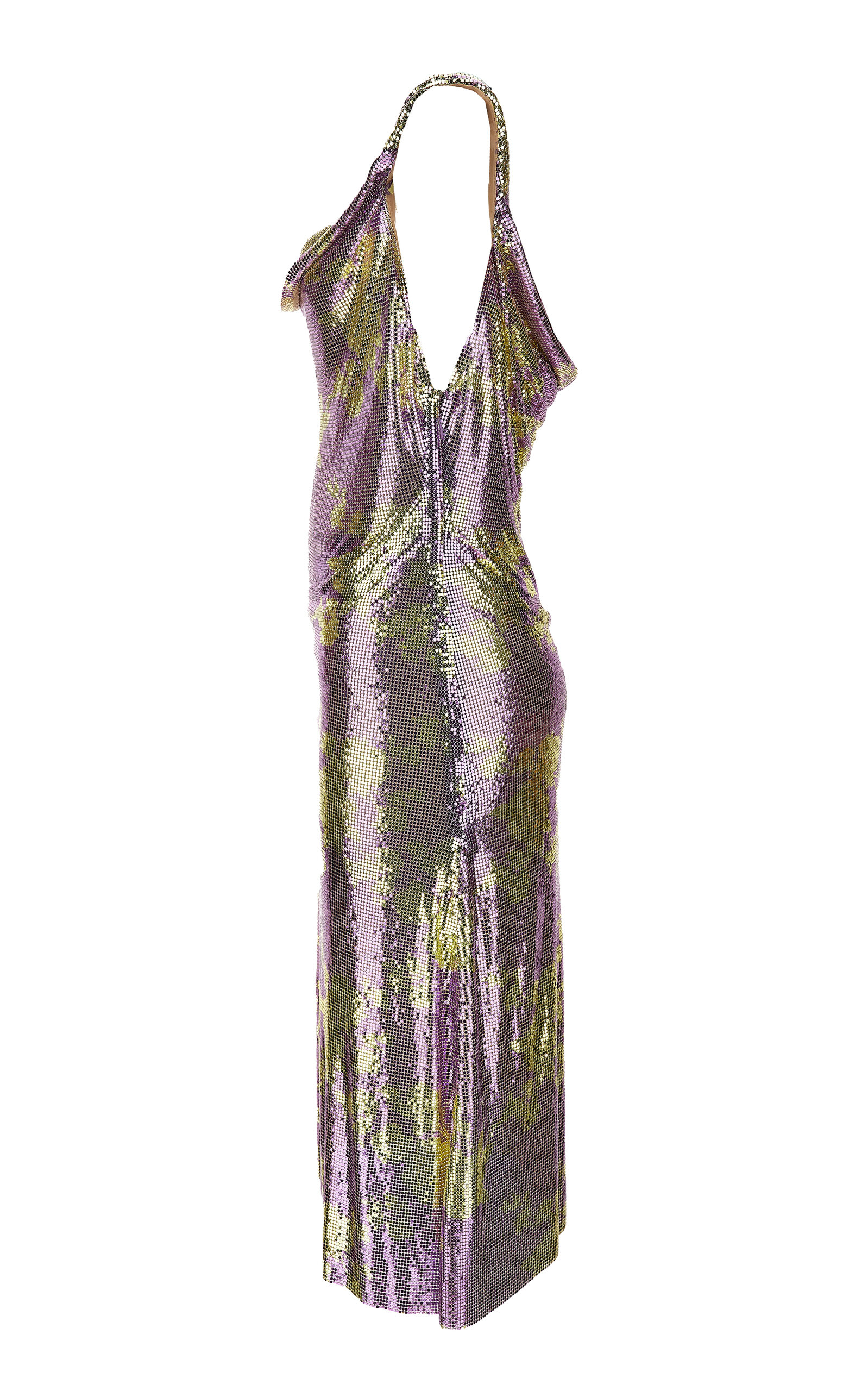 Printed Metallic Mesh Knee-Length Dress