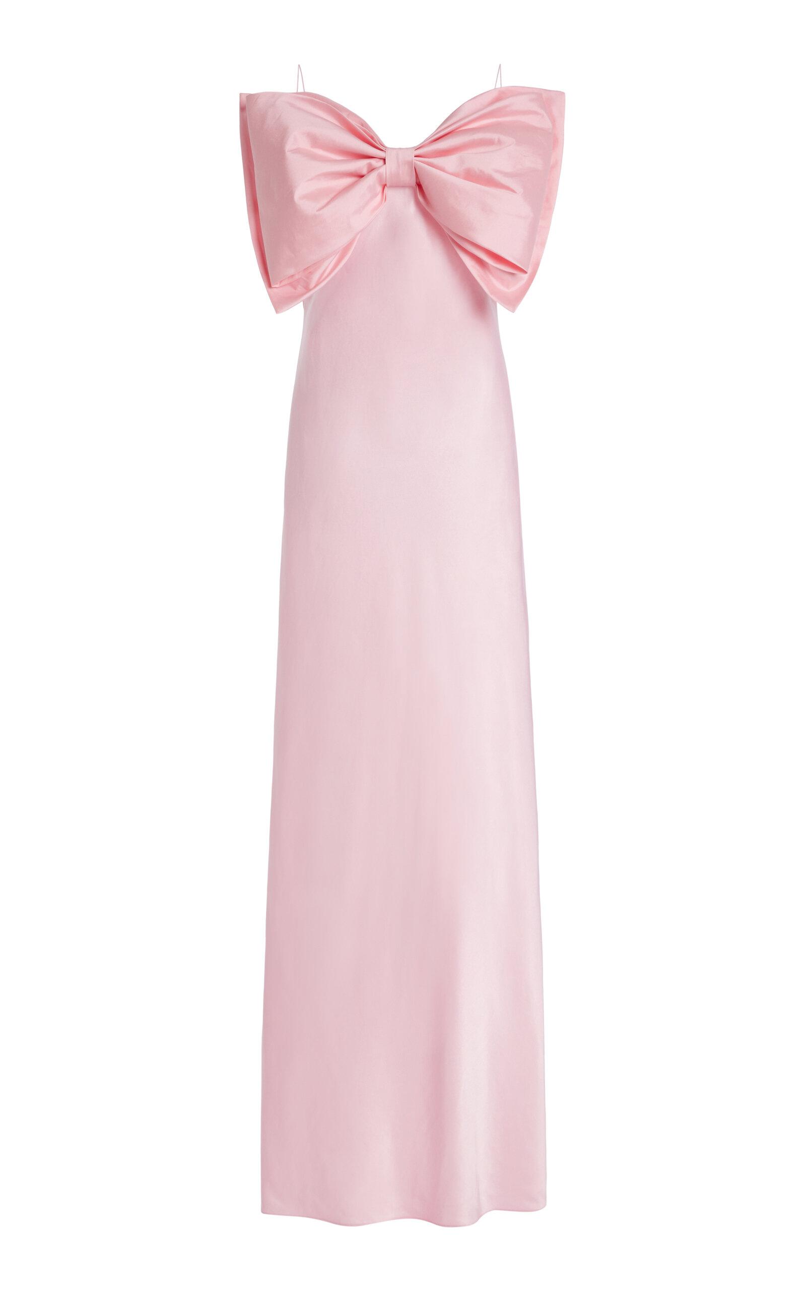 Exclusive Bow-Detailed Satin Maxi Slip Dress