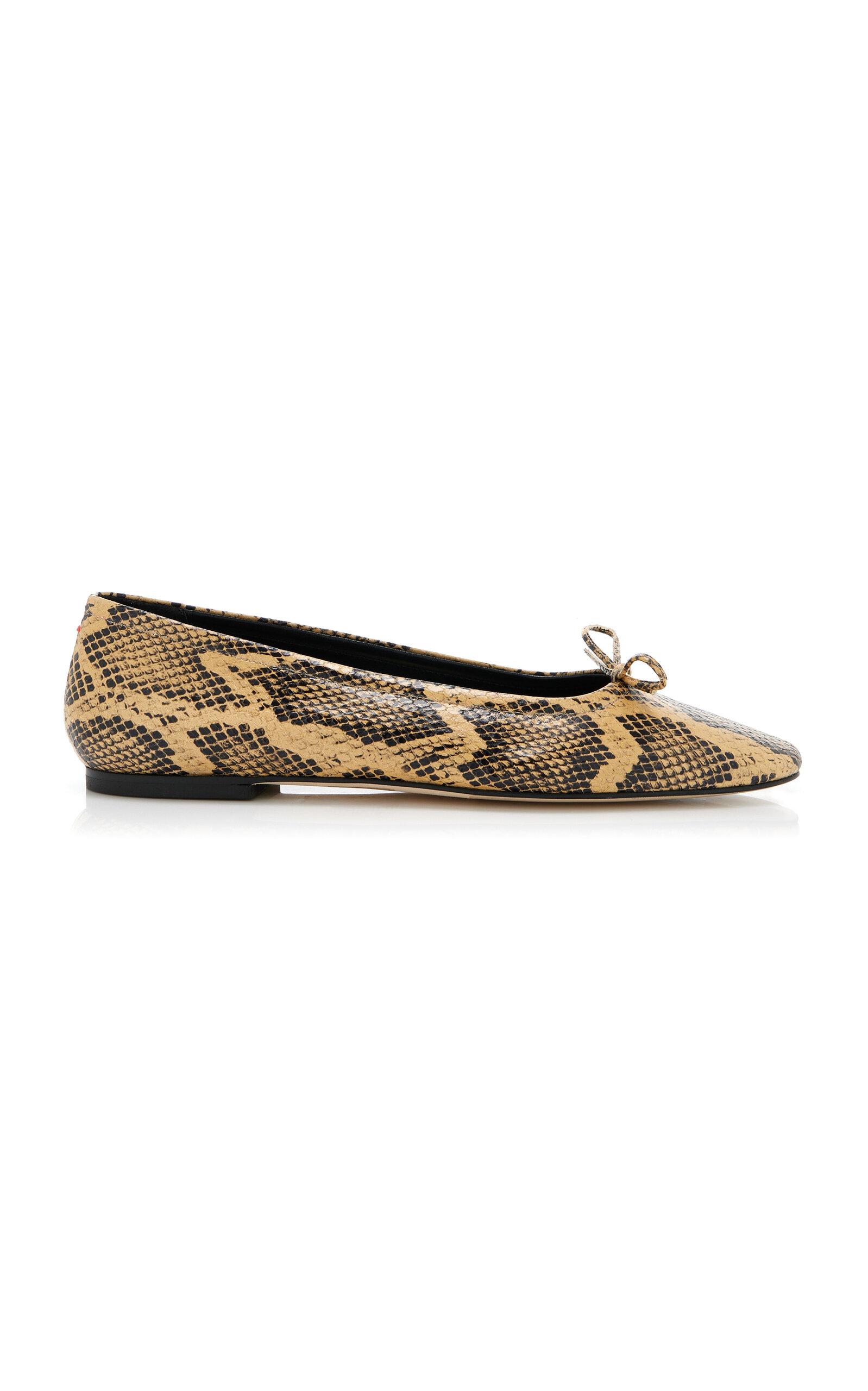 Delfina Snake-Effect Leather Flats