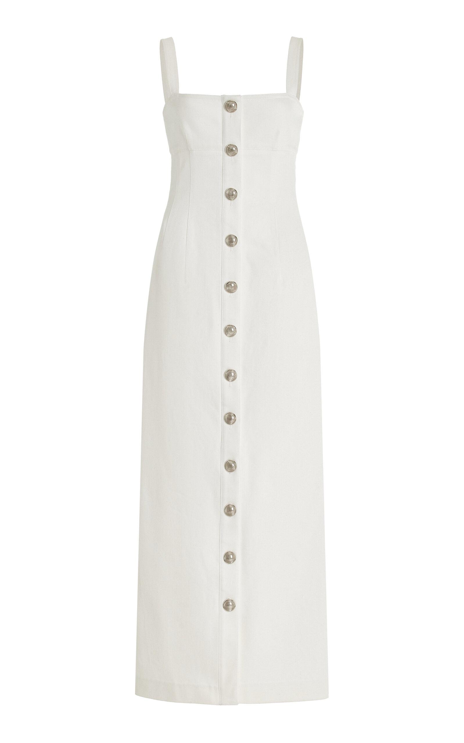 Camille Button-Detailed Stretch-Cotton Midi Dress