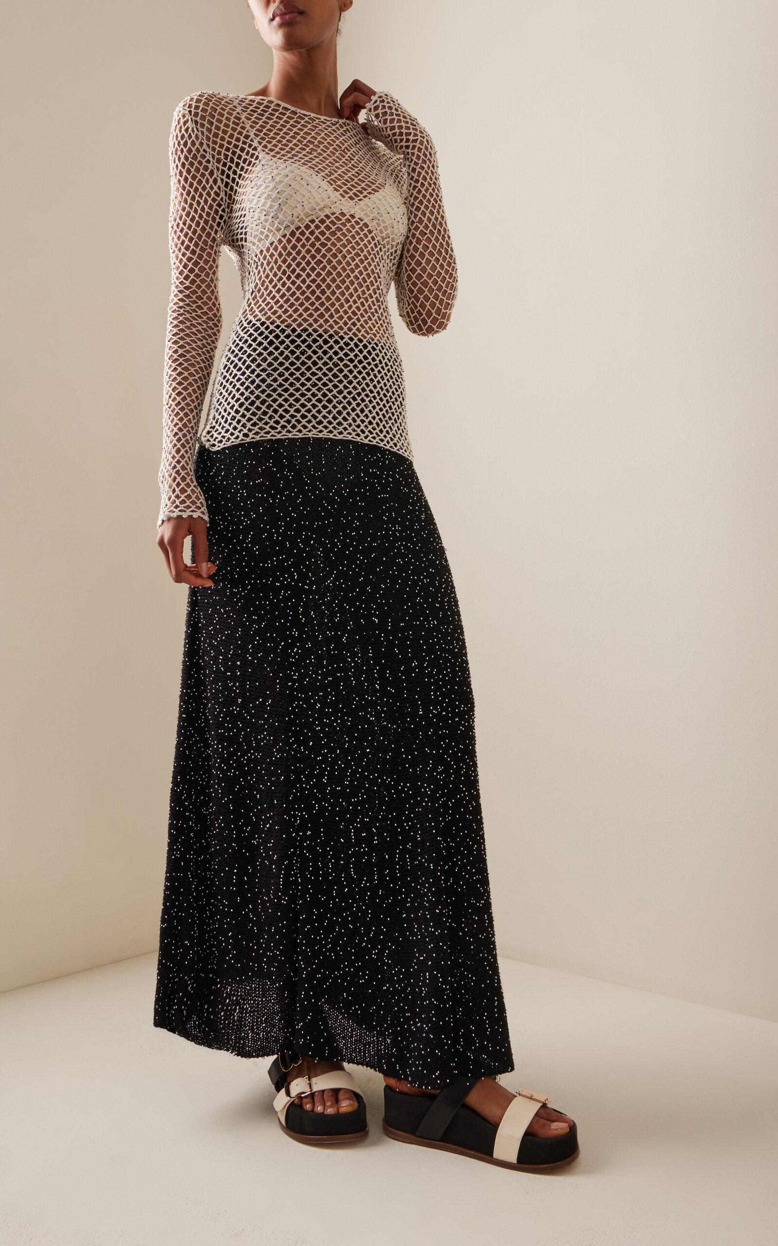 Floris Beaded Knit Silk Maxi Skirt