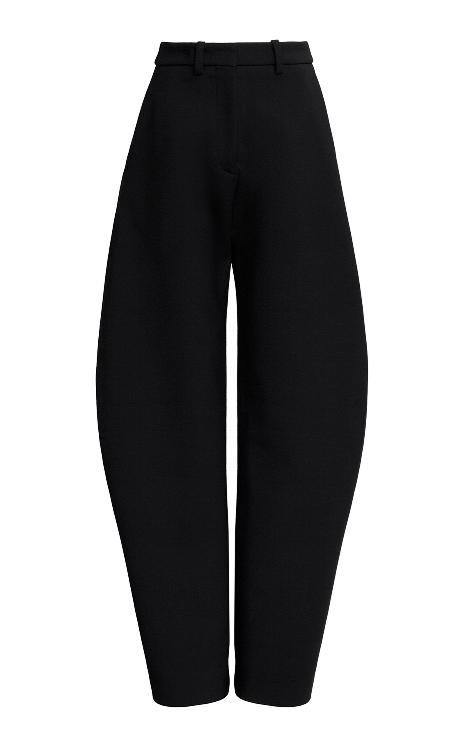 Rounded Wool Wide-Leg Pants