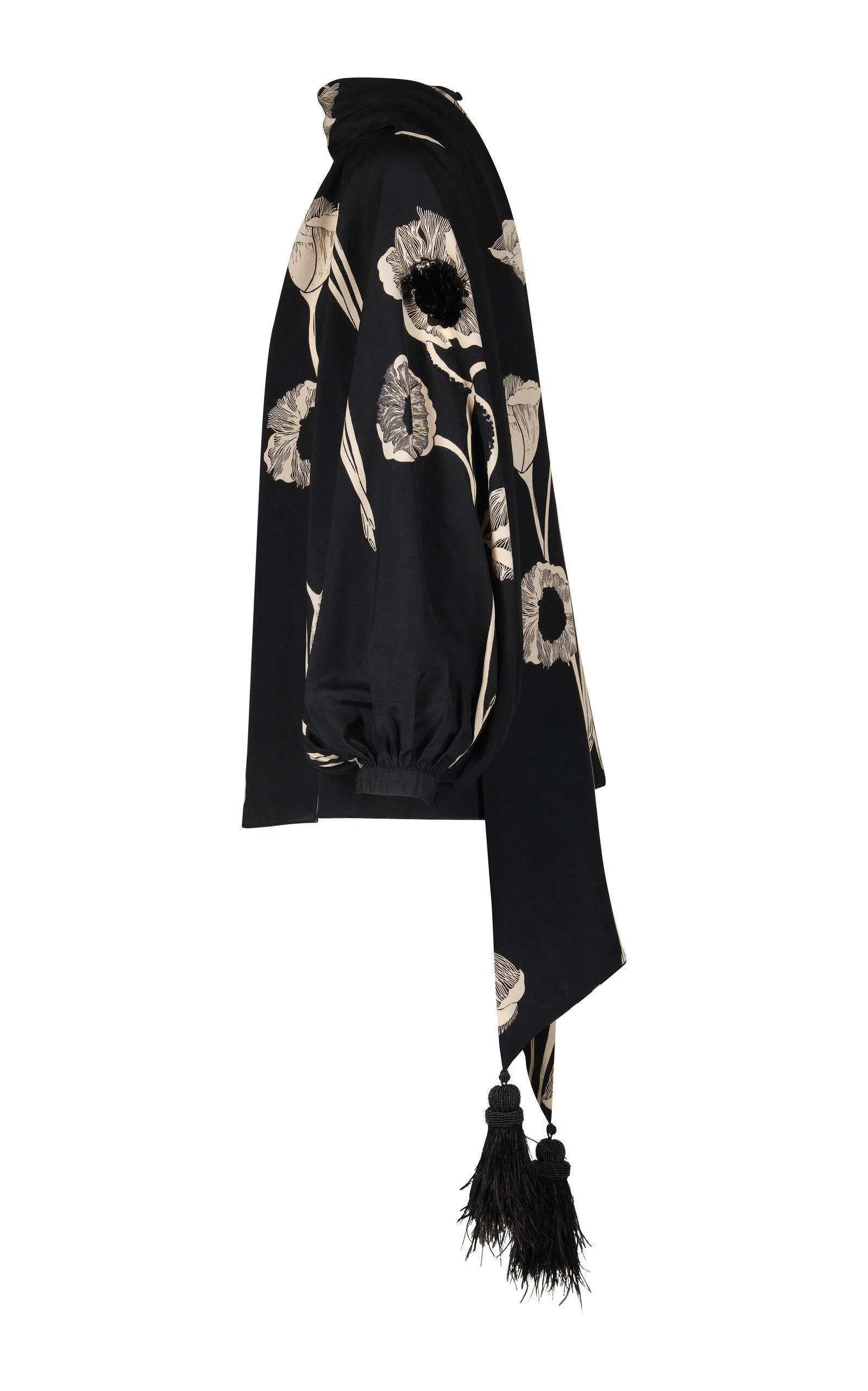 Papaver Somniferum Scarf-Neck Silk-Blend Top