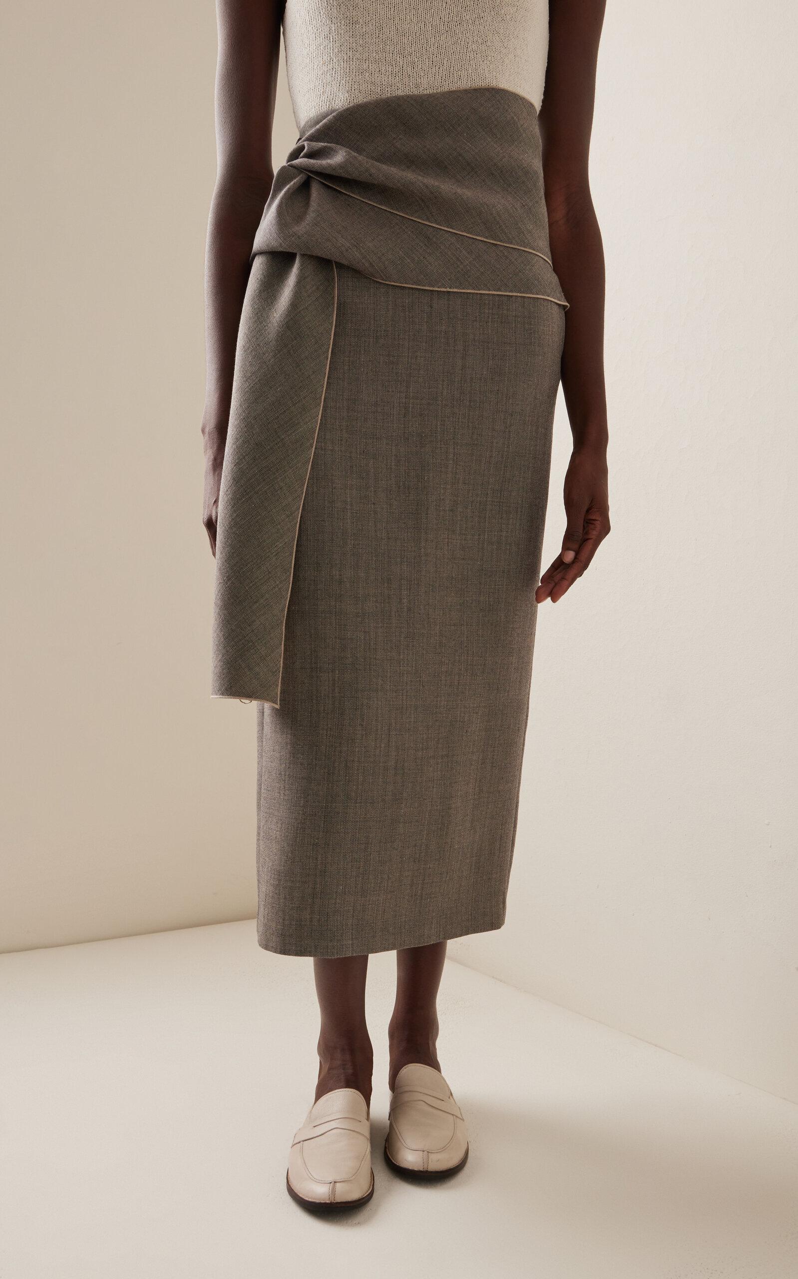 Laz Wrapped Wool-Blend Maxi Pencil Skirt