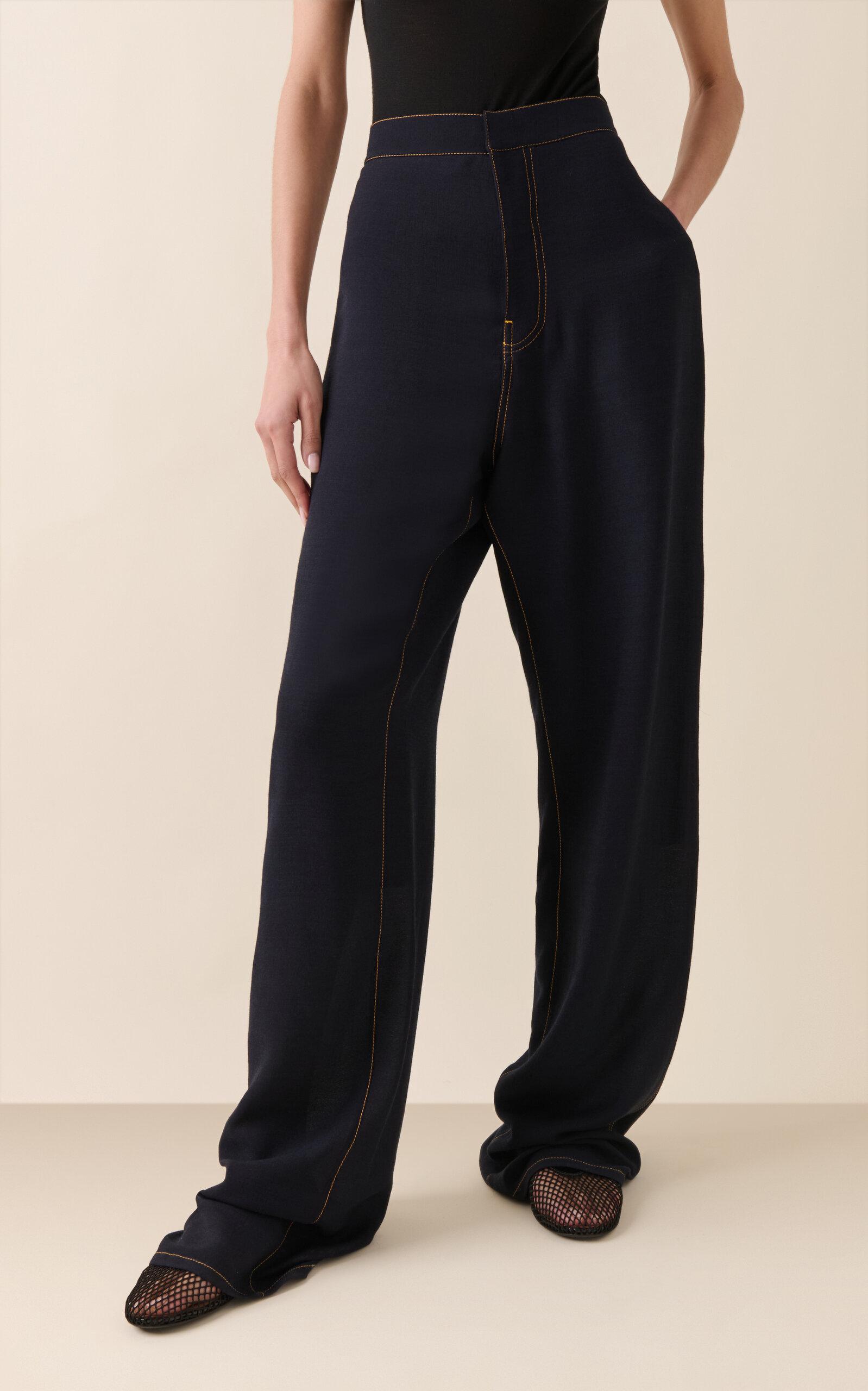 Fluid Wool-Blend Straight-Leg Pants