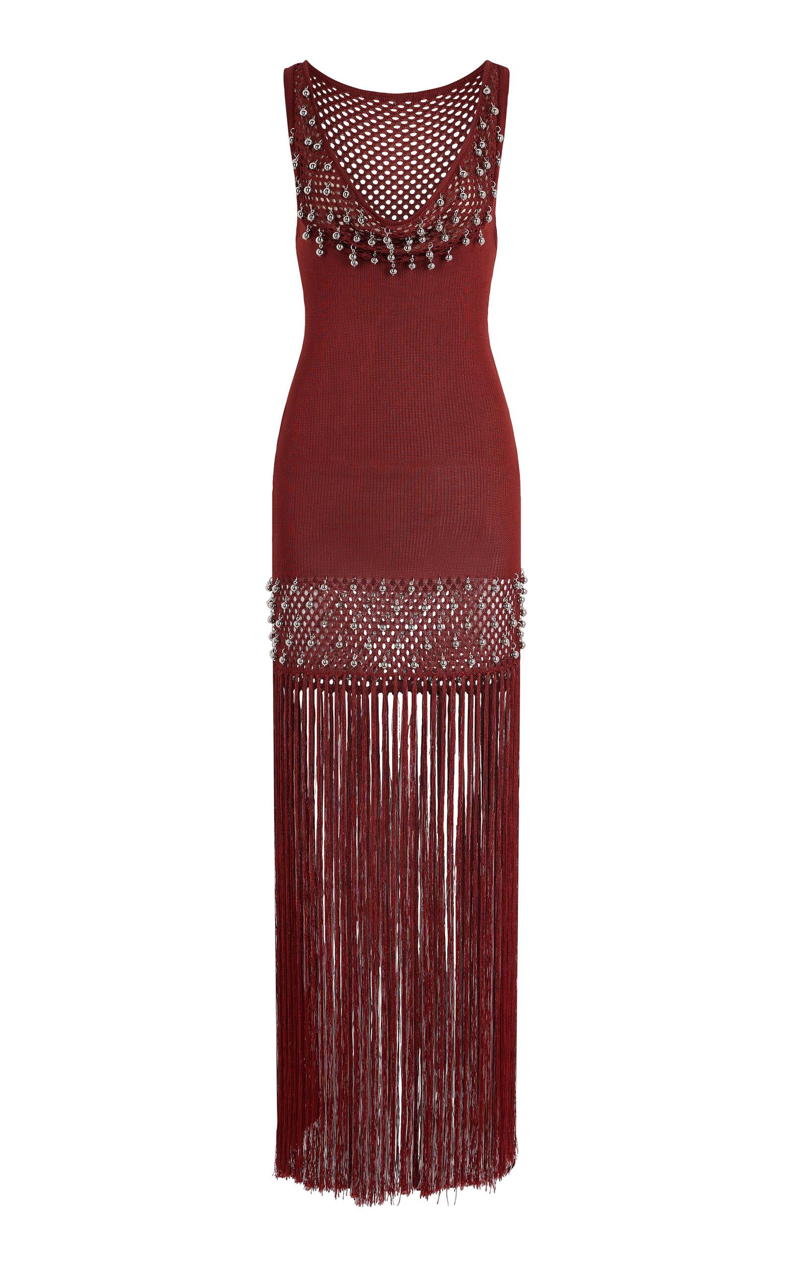 Fringed Knit Maxi Dress