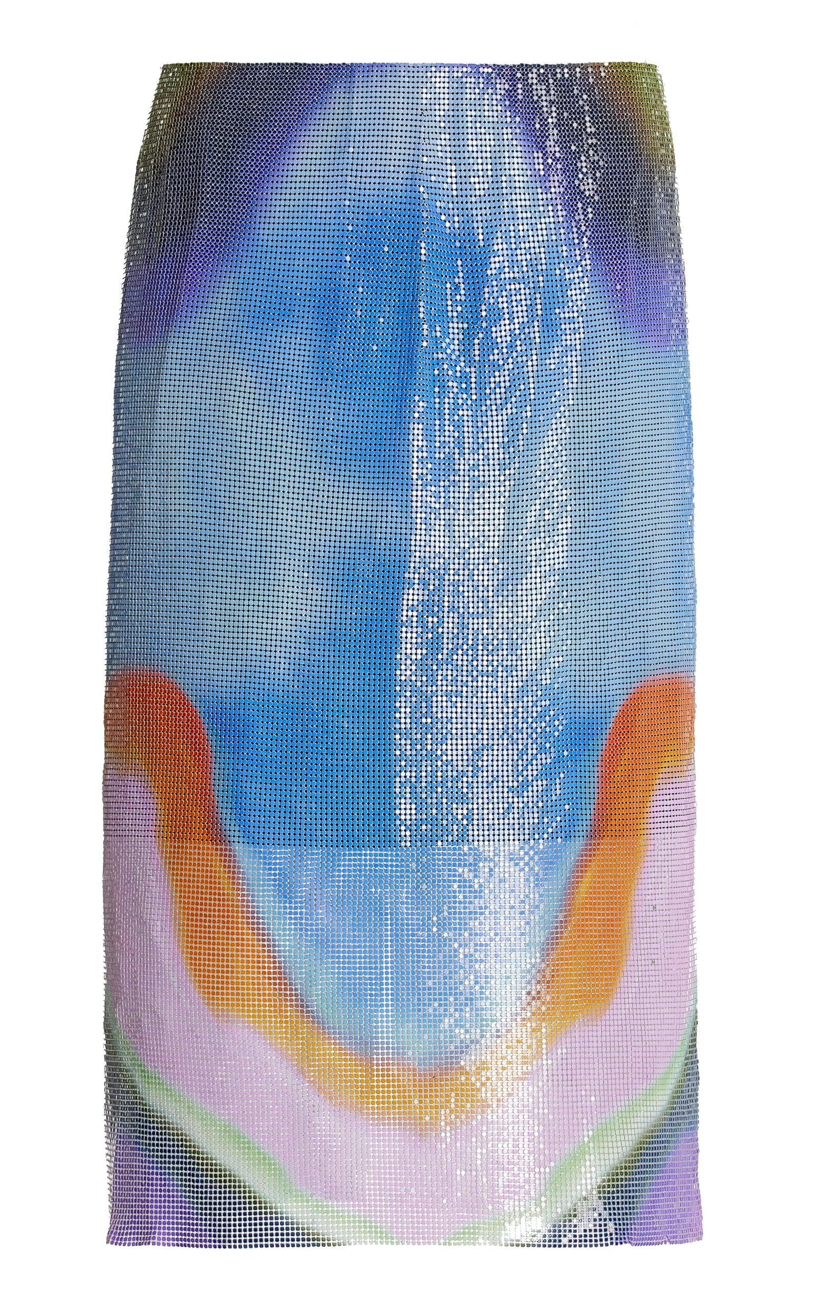 Printed Glowmesh Midi Skirt