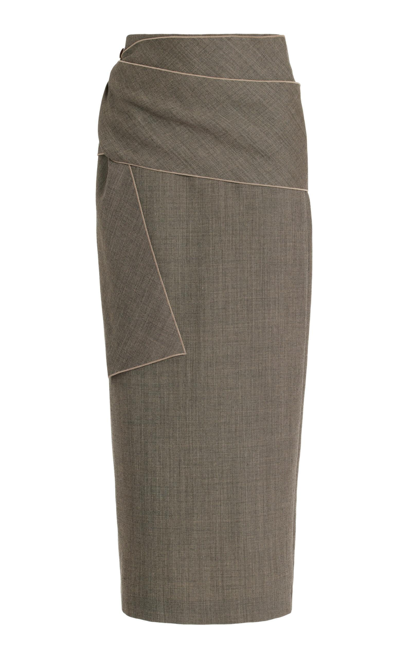 Laz Wrapped Wool-Blend Maxi Pencil Skirt