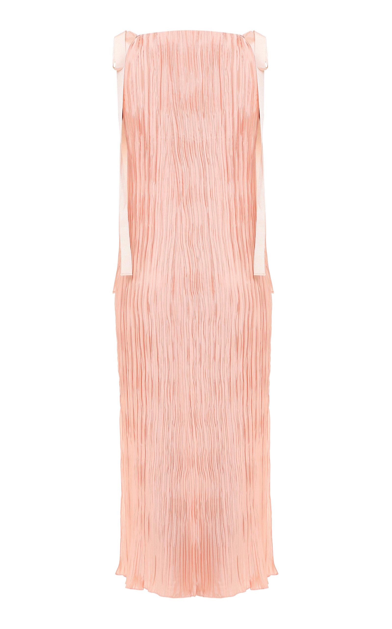 Renée Plissé Satin Midi Dress