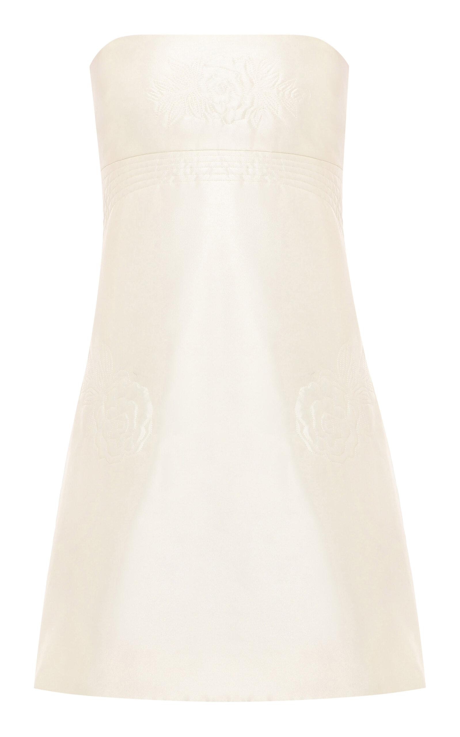 Mallory Embroidered Satin Mini Dress