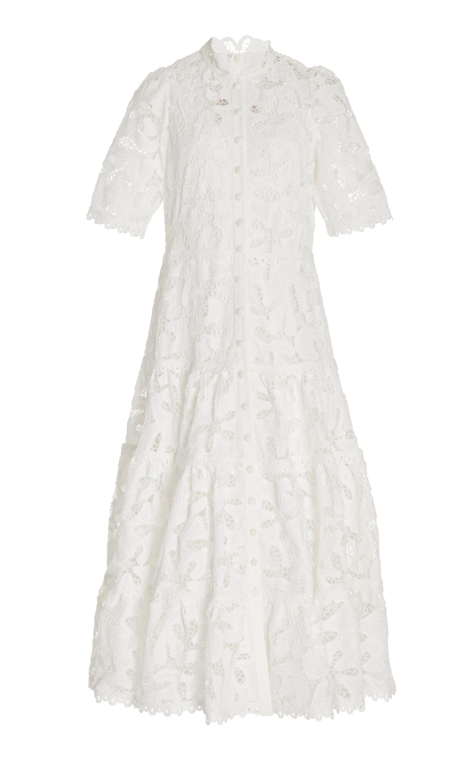 Ledina Lace Broderie Midi Dress