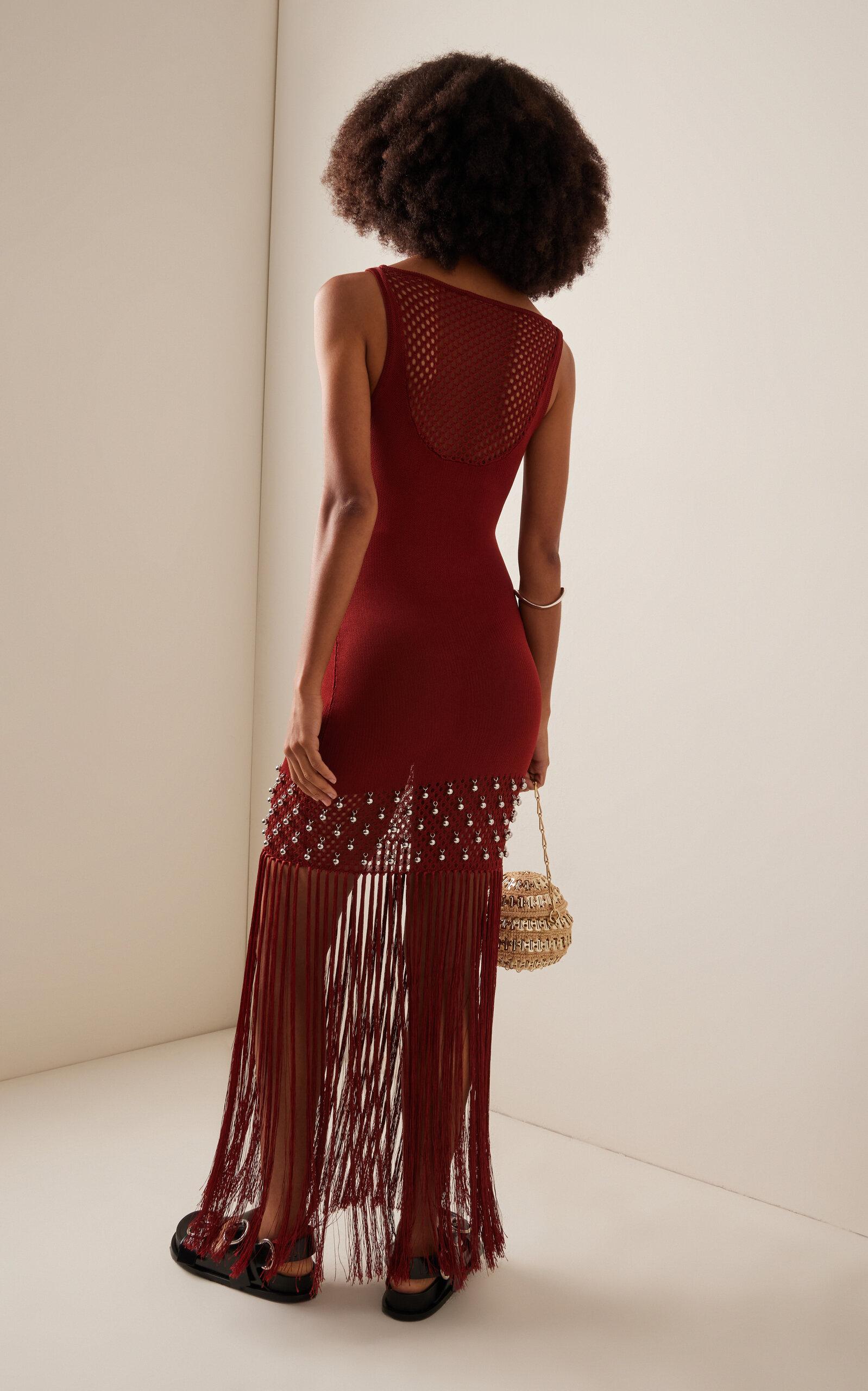 Fringed Knit Maxi Dress