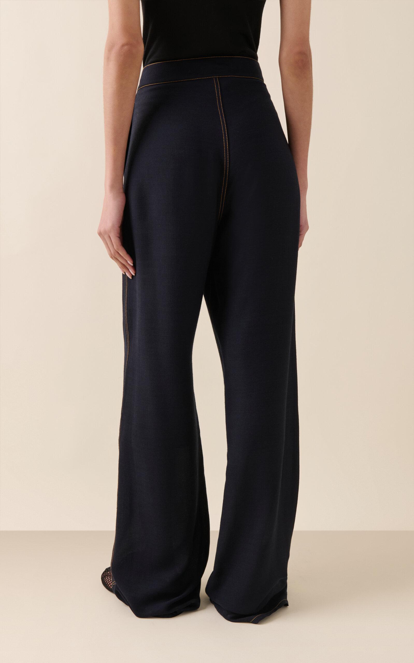 Fluid Wool-Blend Straight-Leg Pants