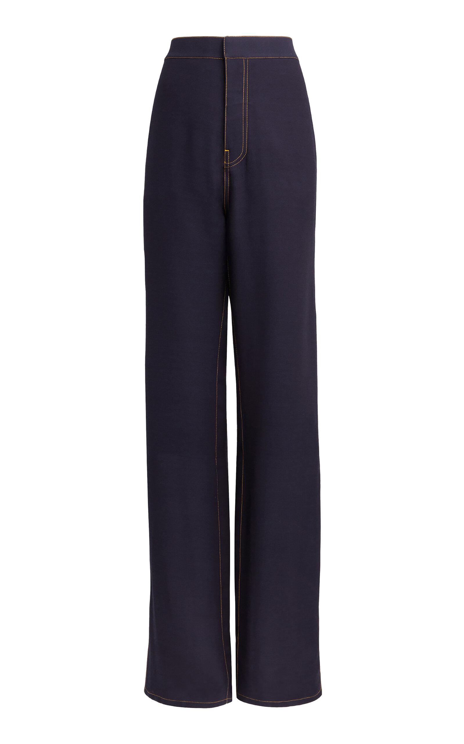 Fluid Wool-Blend Straight-Leg Pants