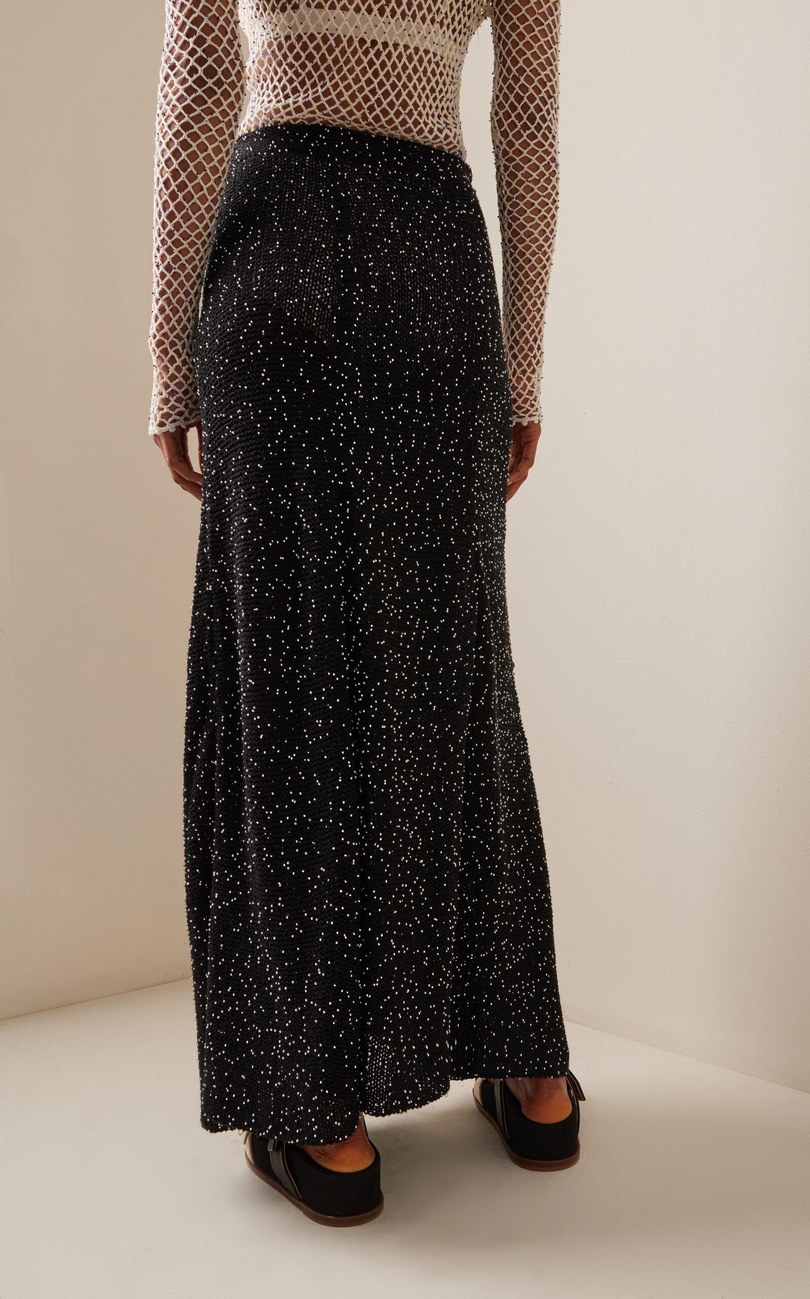 Floris Beaded Knit Silk Maxi Skirt