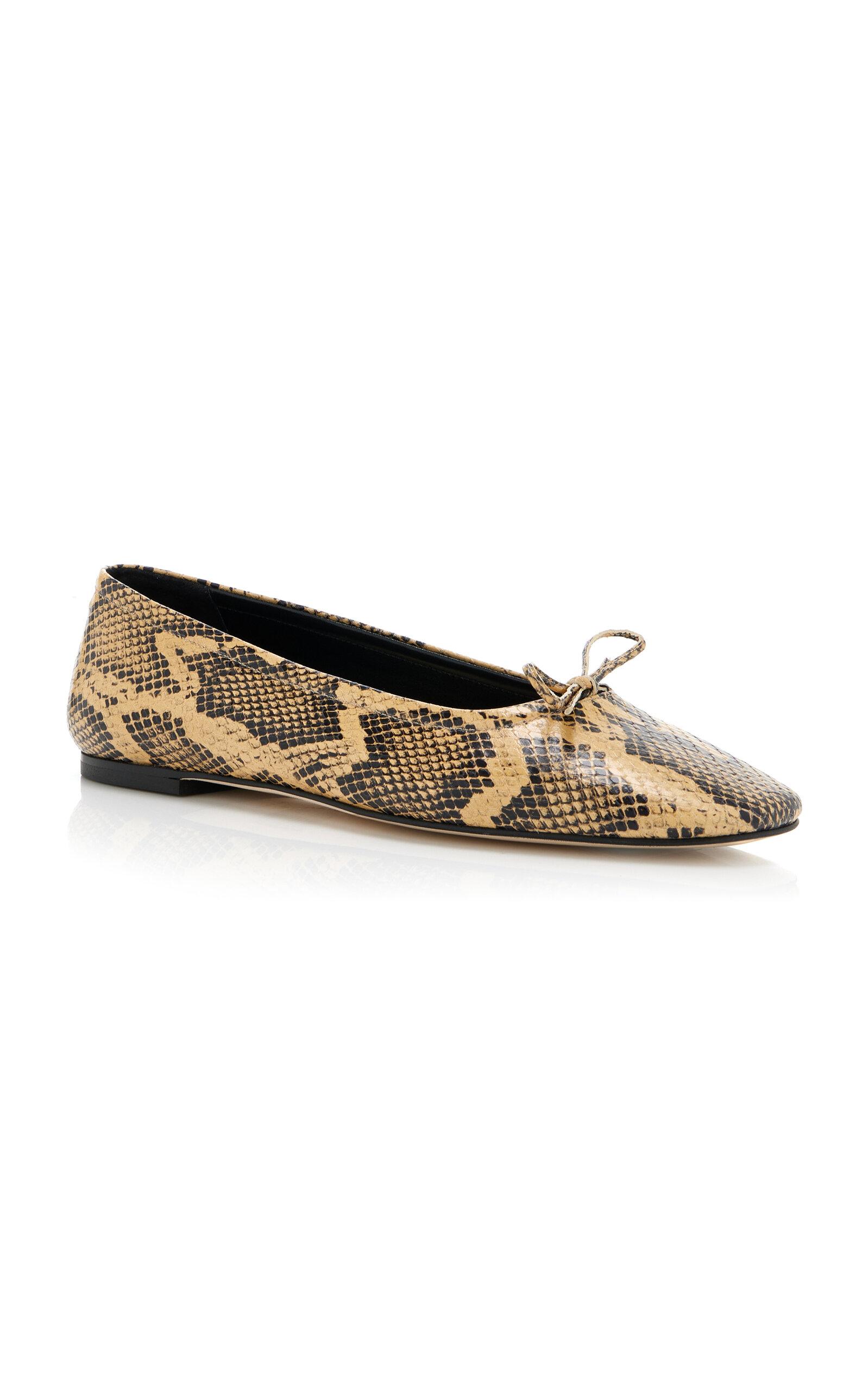 Delfina Snake-Effect Leather Flats