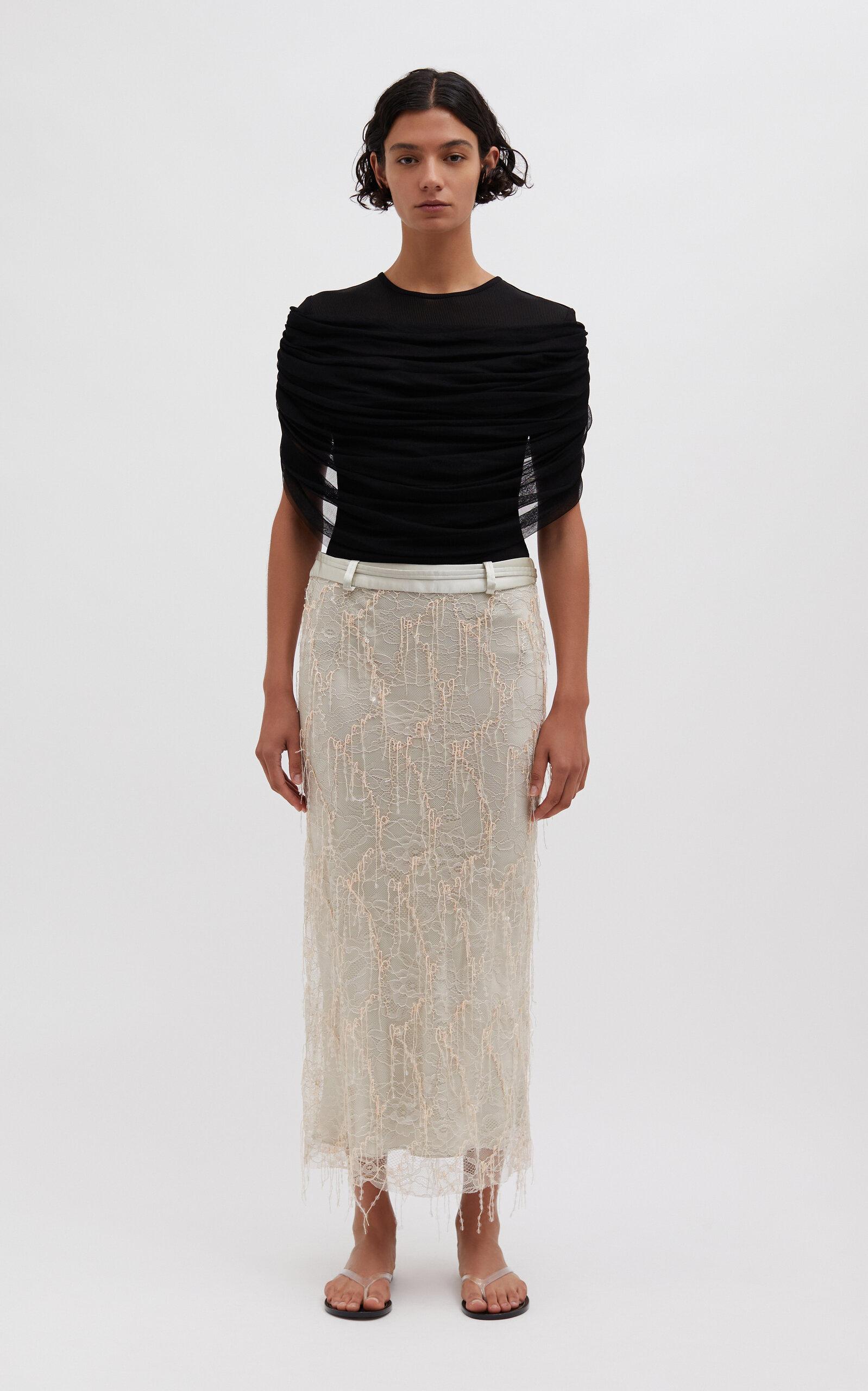 Beaded Lace Midi Skirt