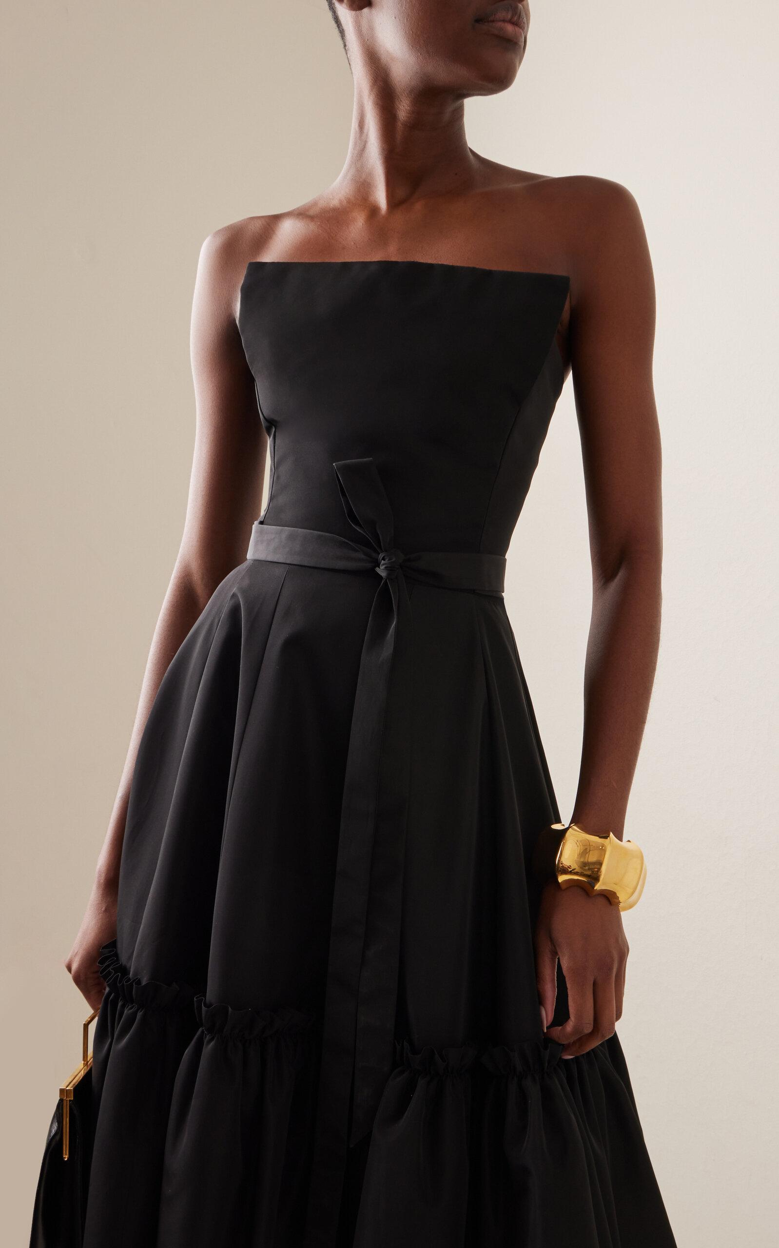 The Endurance Strapless Satin Midi Dress