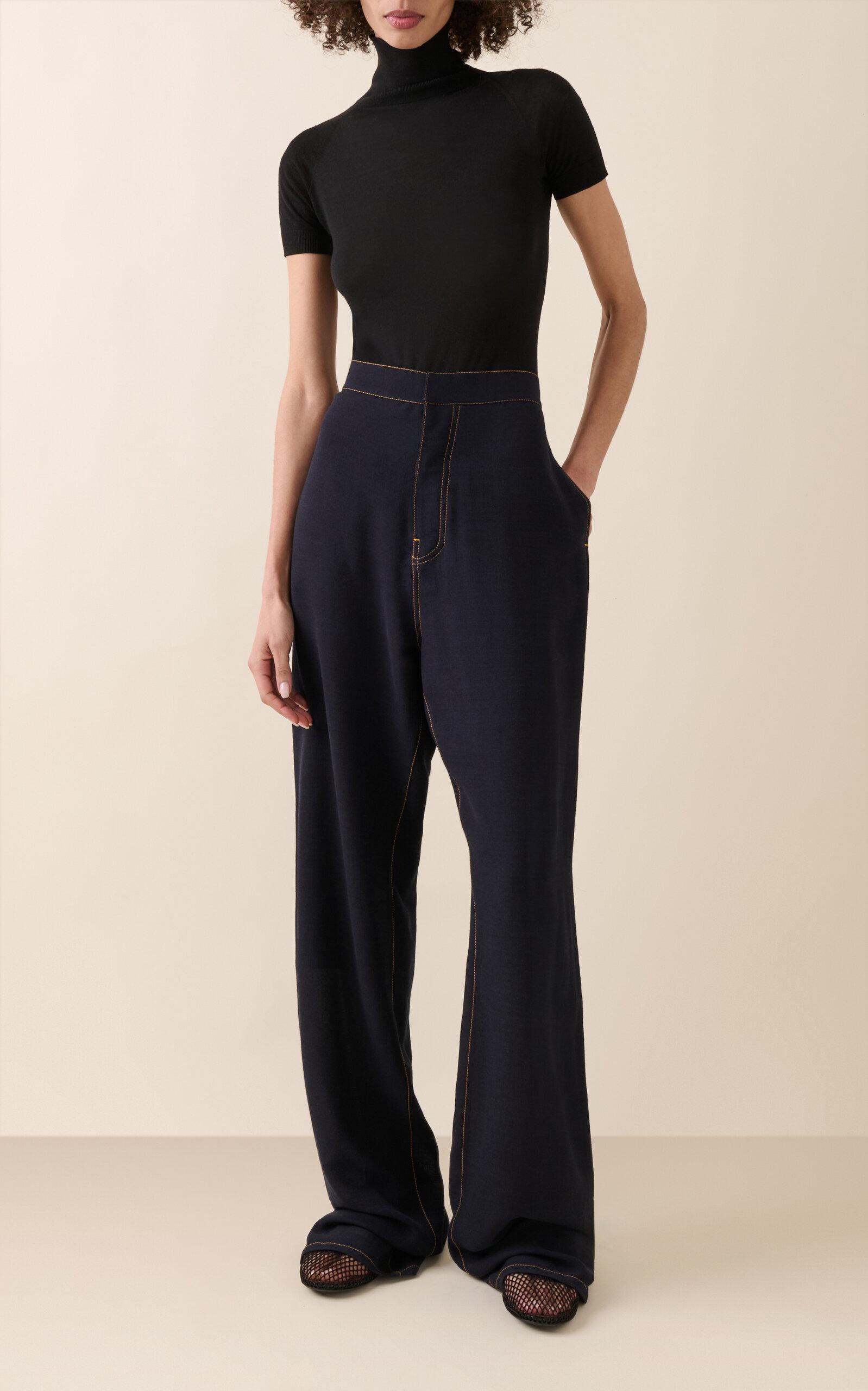 Fluid Wool-Blend Straight-Leg Pants