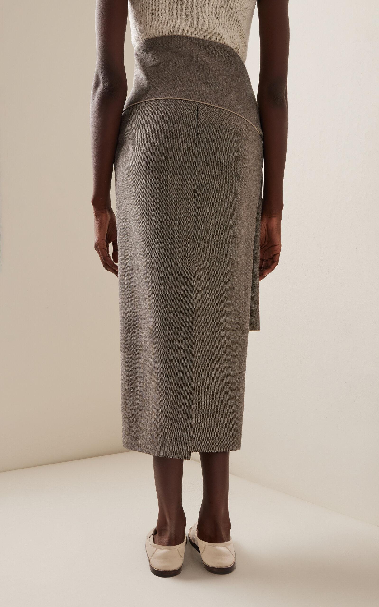 Laz Wrapped Wool-Blend Maxi Pencil Skirt