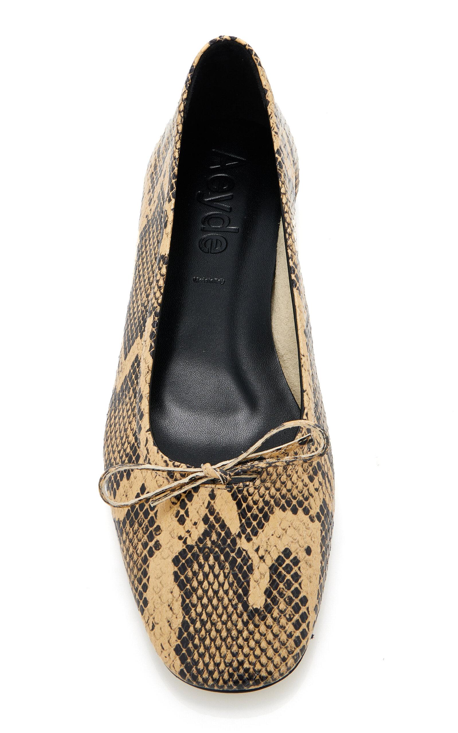 Delfina Snake-Effect Leather Flats