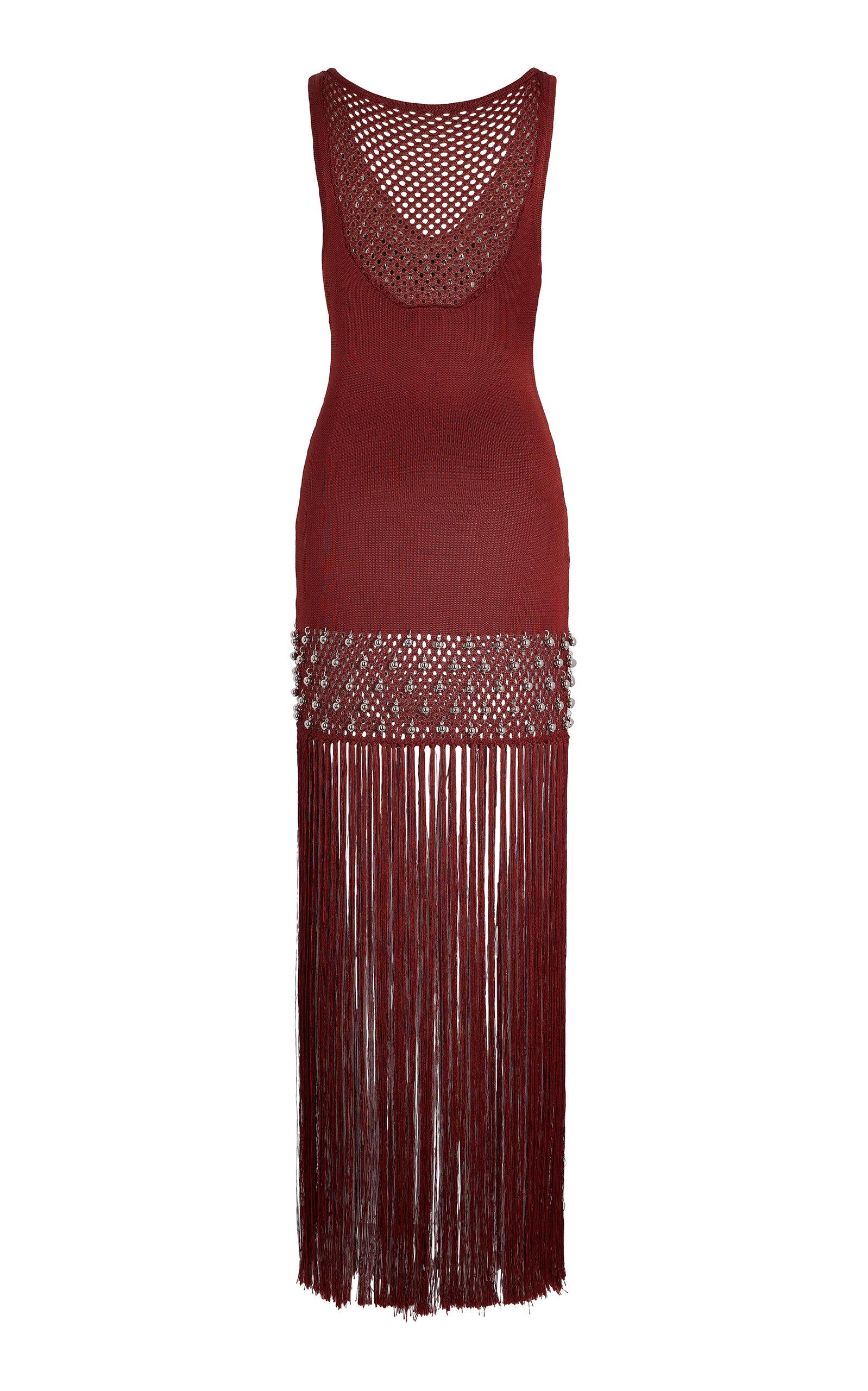 Fringed Knit Maxi Dress