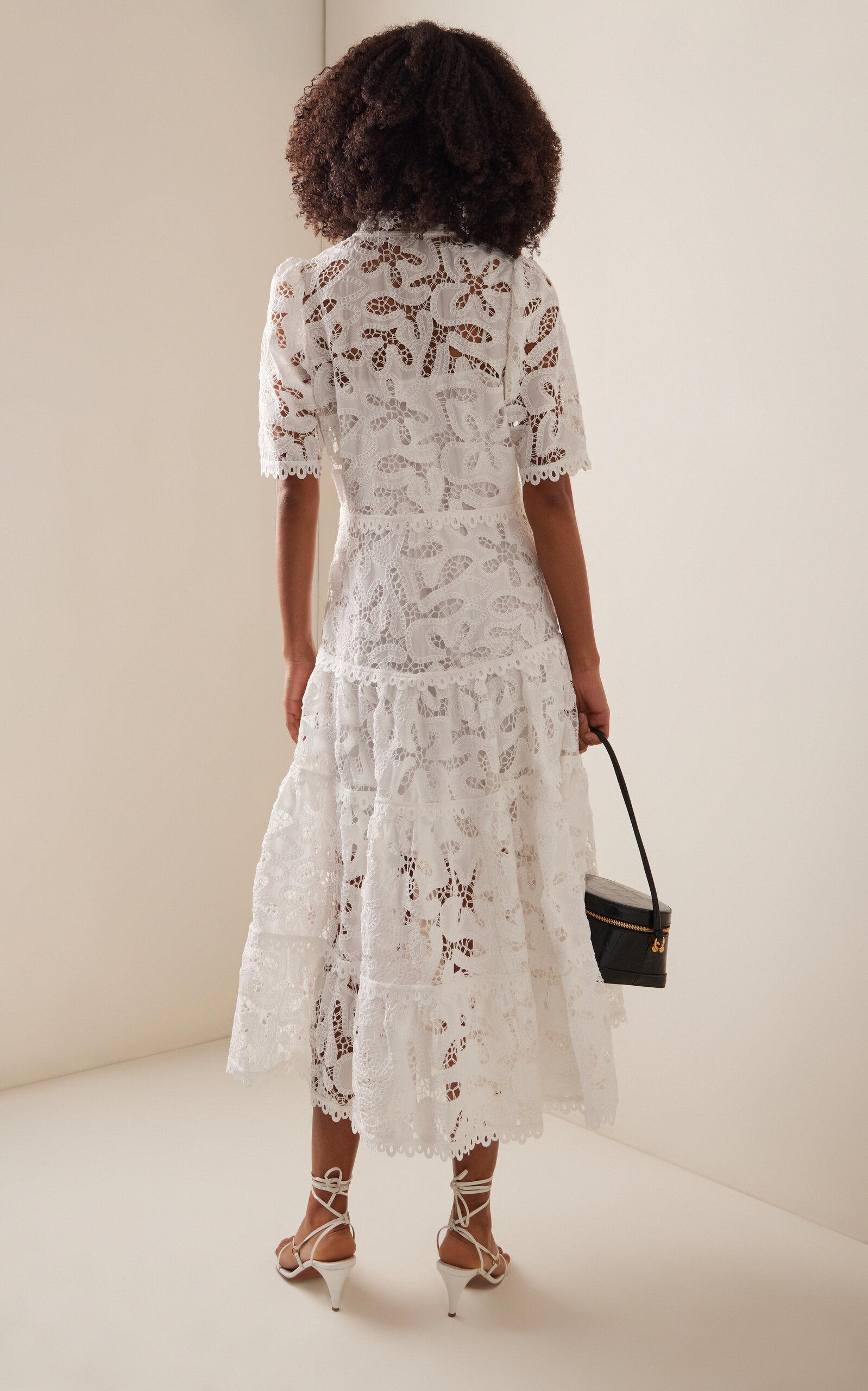 Ledina Lace Broderie Midi Dress