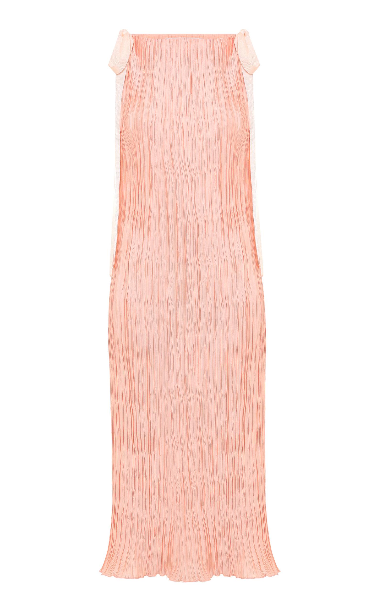 Renée Plissé Satin Midi Dress