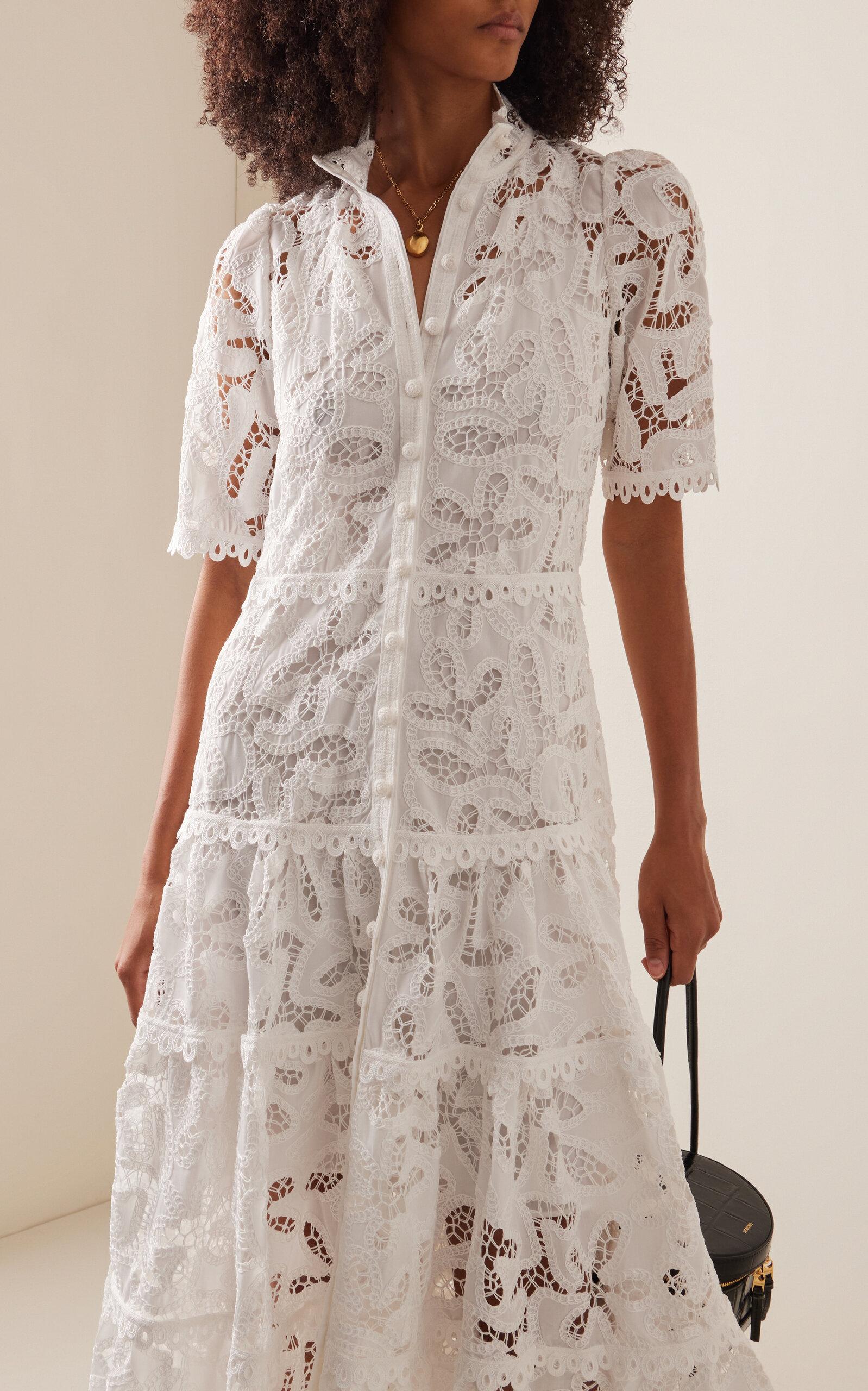 Ledina Lace Broderie Midi Dress