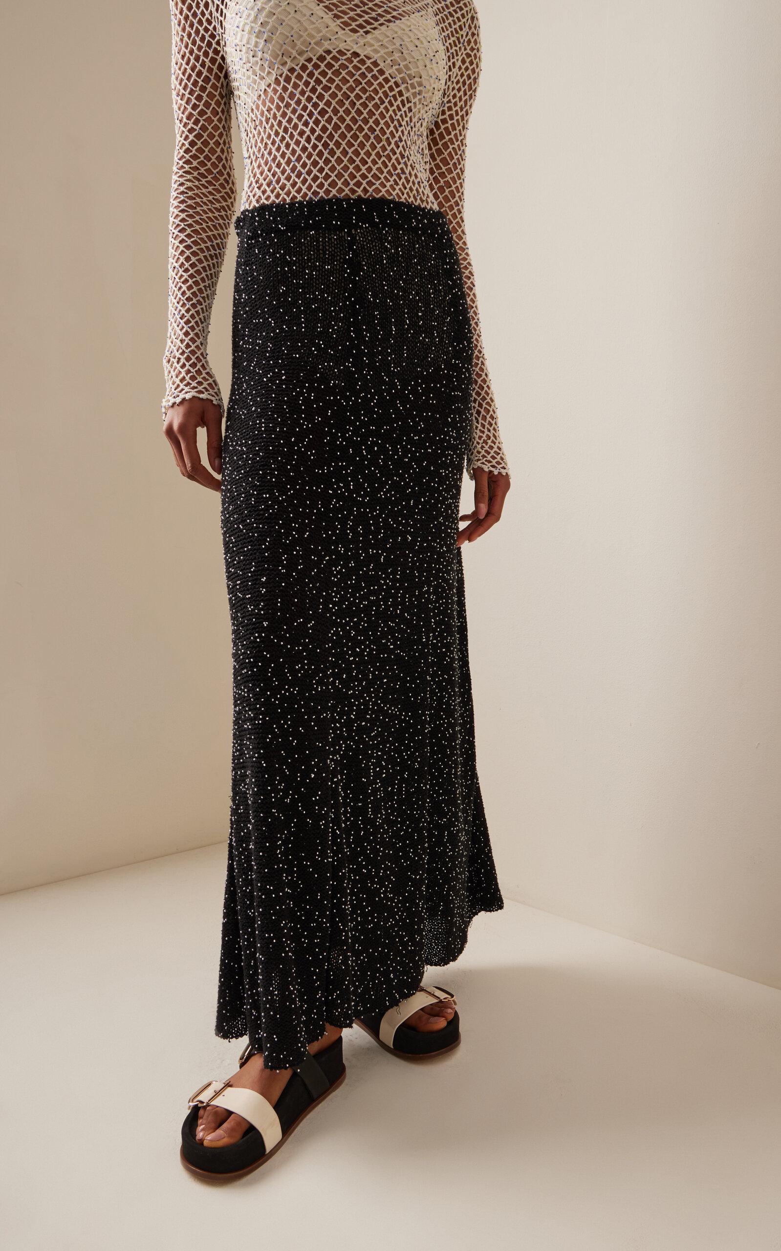 Floris Beaded Knit Silk Maxi Skirt