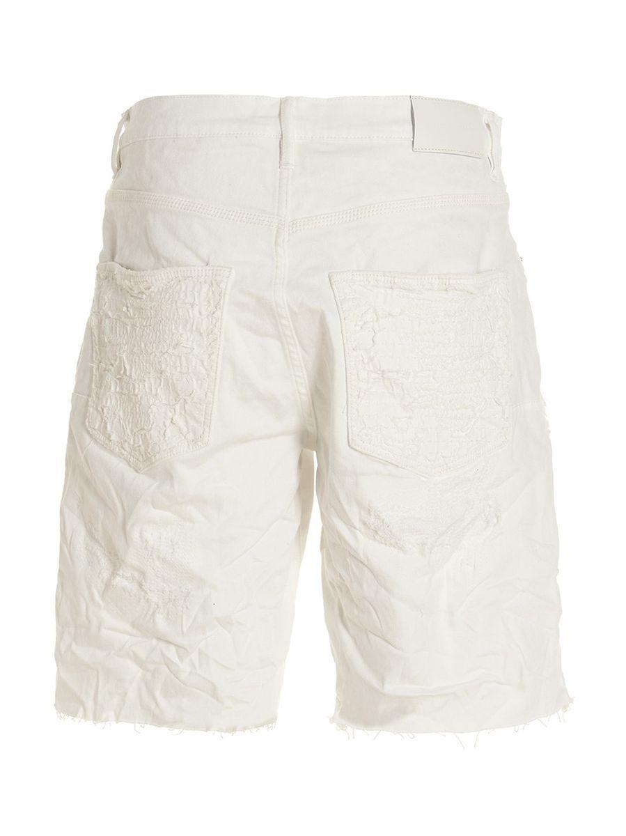 Purple Brand Cotton Shorts in White