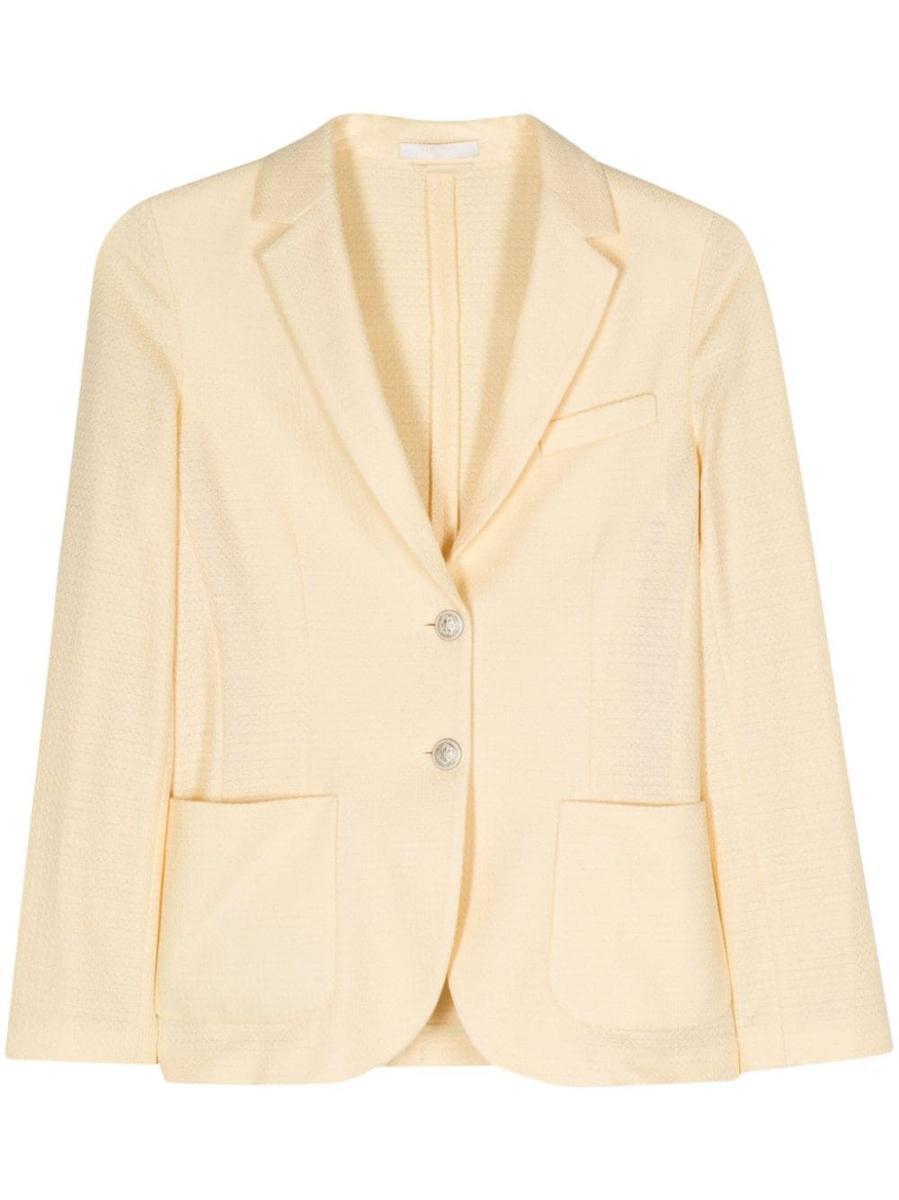 Circolo 1901 Linen And Cotton Blend Single-Breasted Jacket in Yellow