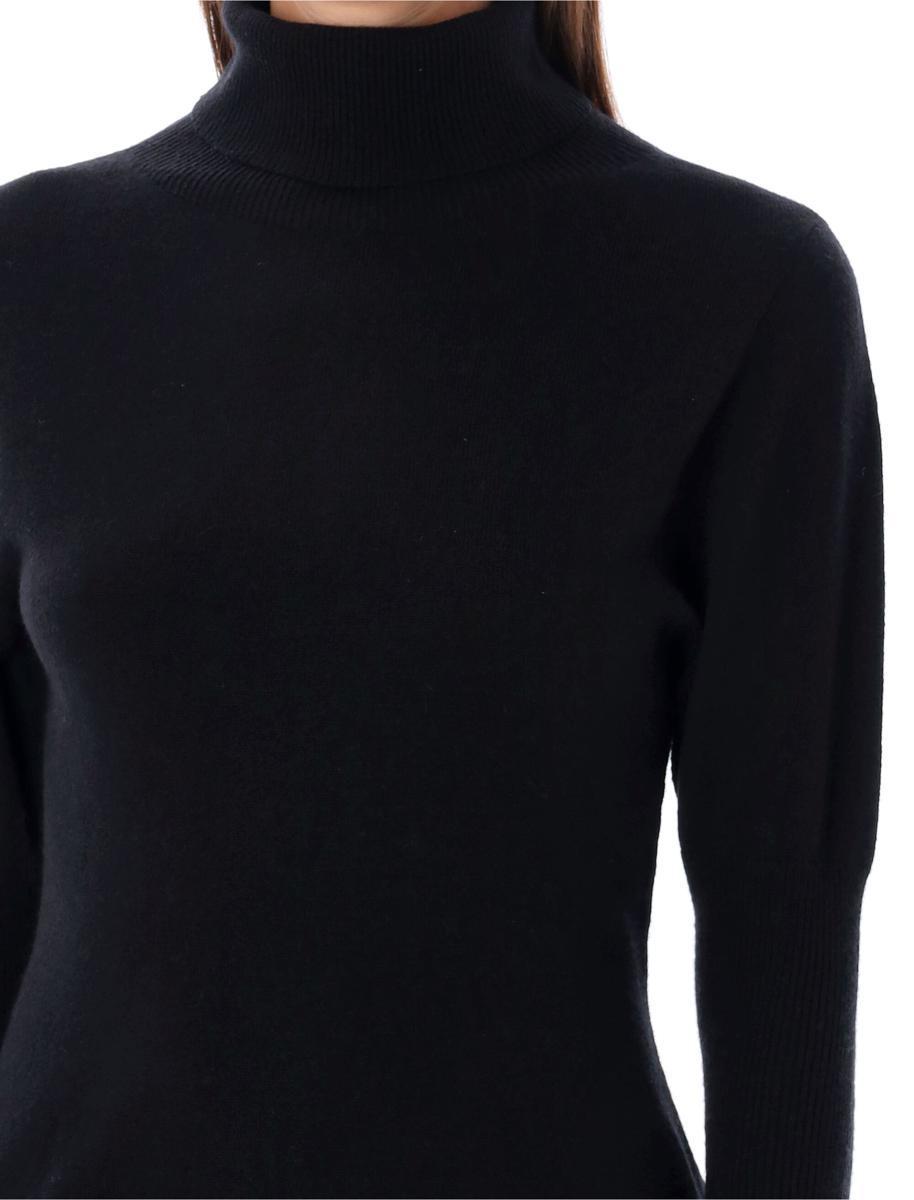 Low Classic Puff Sleeves Turtleneck Sweater in Black