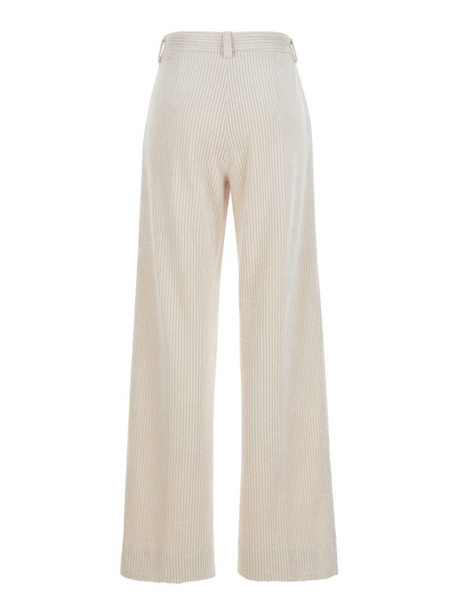 'Rimini' Beige Palazzo Pants In Corduroy Woman in Beige