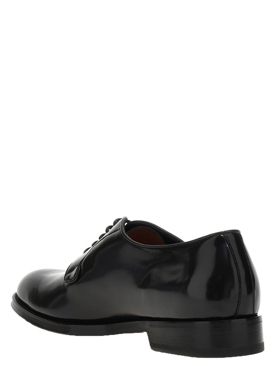 Santoni Shiny Leather Lace Up Shoes in Black