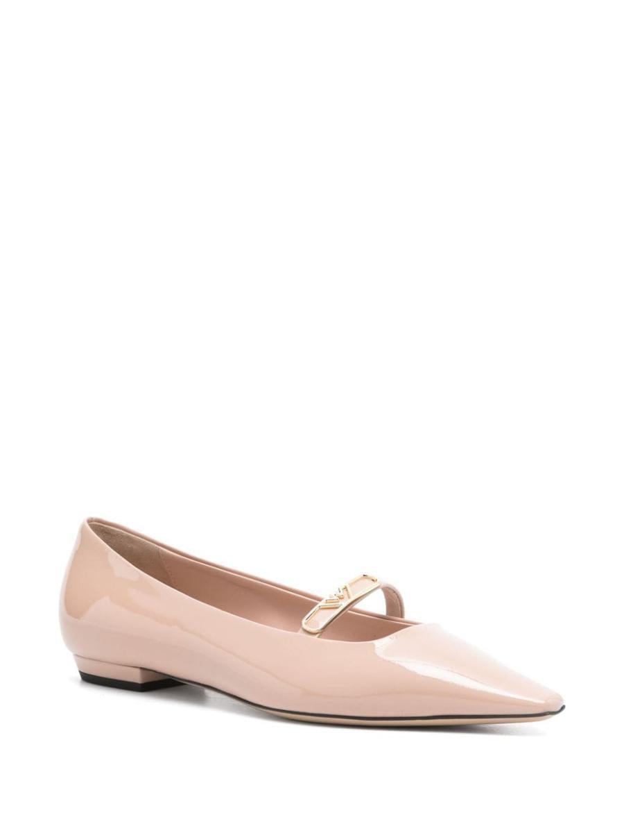 Ea7 Emporio Armani Patent Leather Ballet Flats in Powder