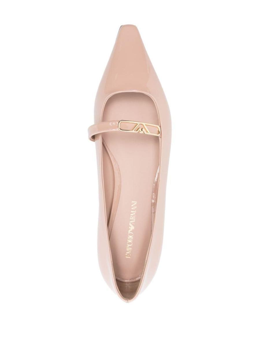 Ea7 Emporio Armani Patent Leather Ballet Flats in Powder