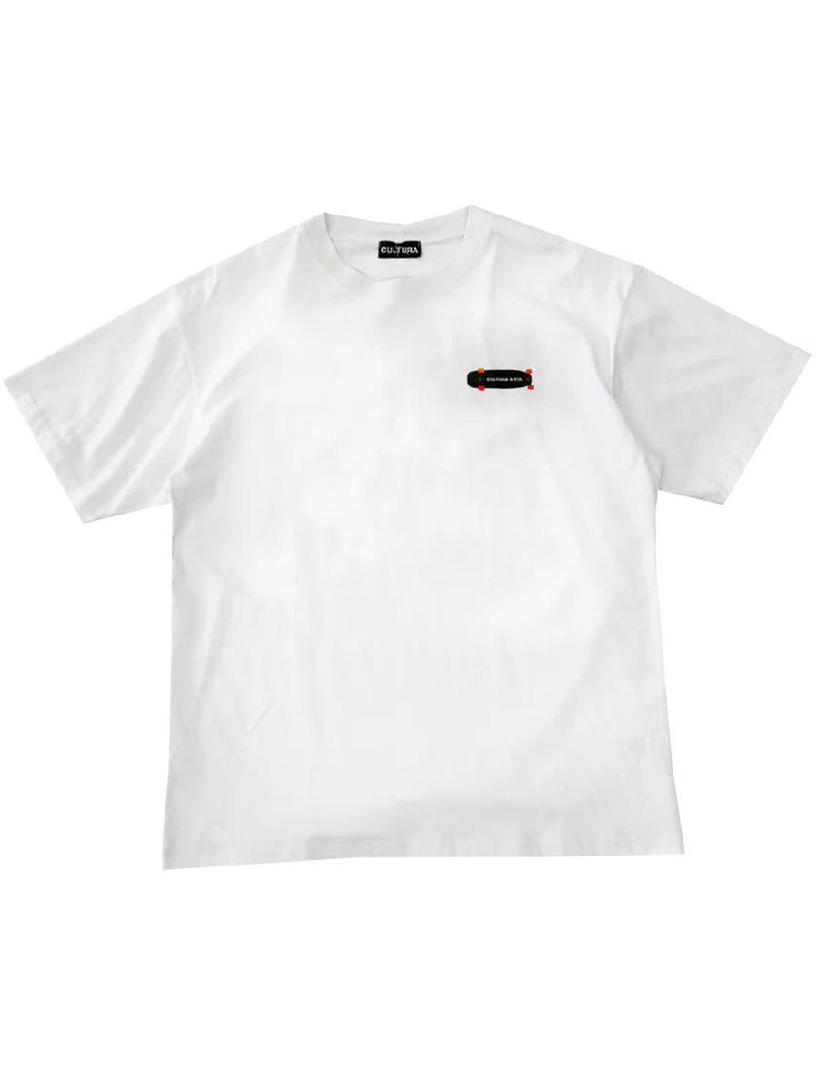 White Crewneck T-Shirt With Skate Logo Print In Jersey Man