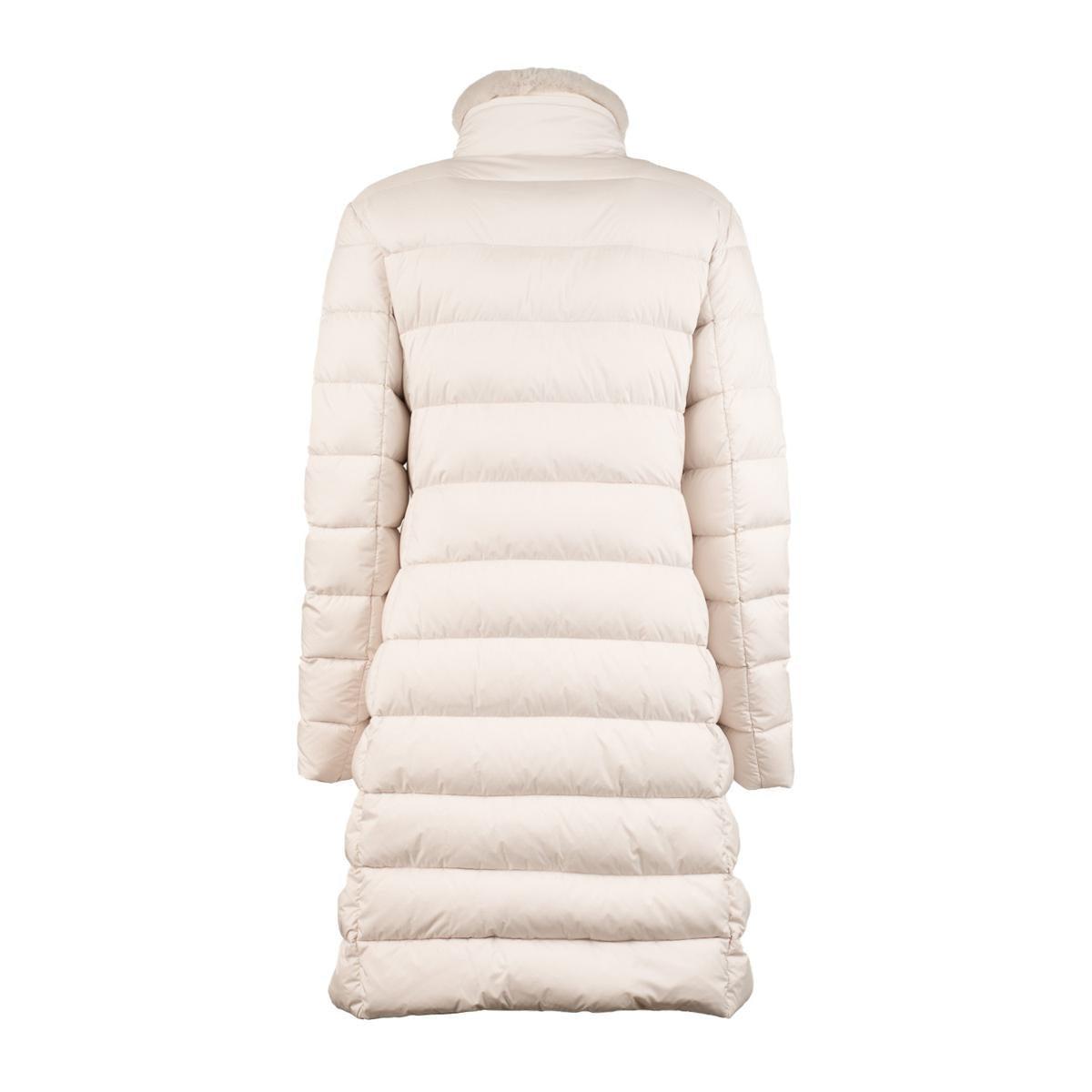 Moorer Double-Breasted Down Jacket With Lapin Collar in White